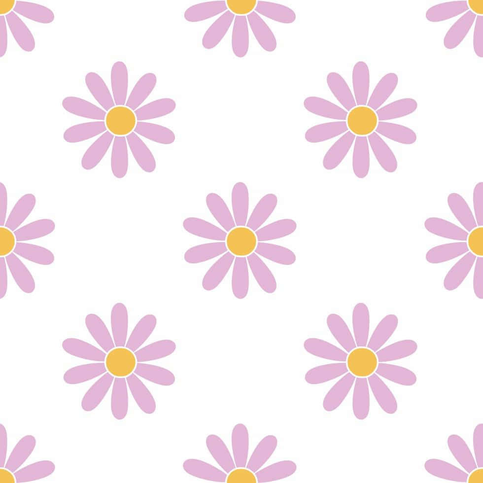 Cute Daisy Purple Flowers Vector Art Wallpaper