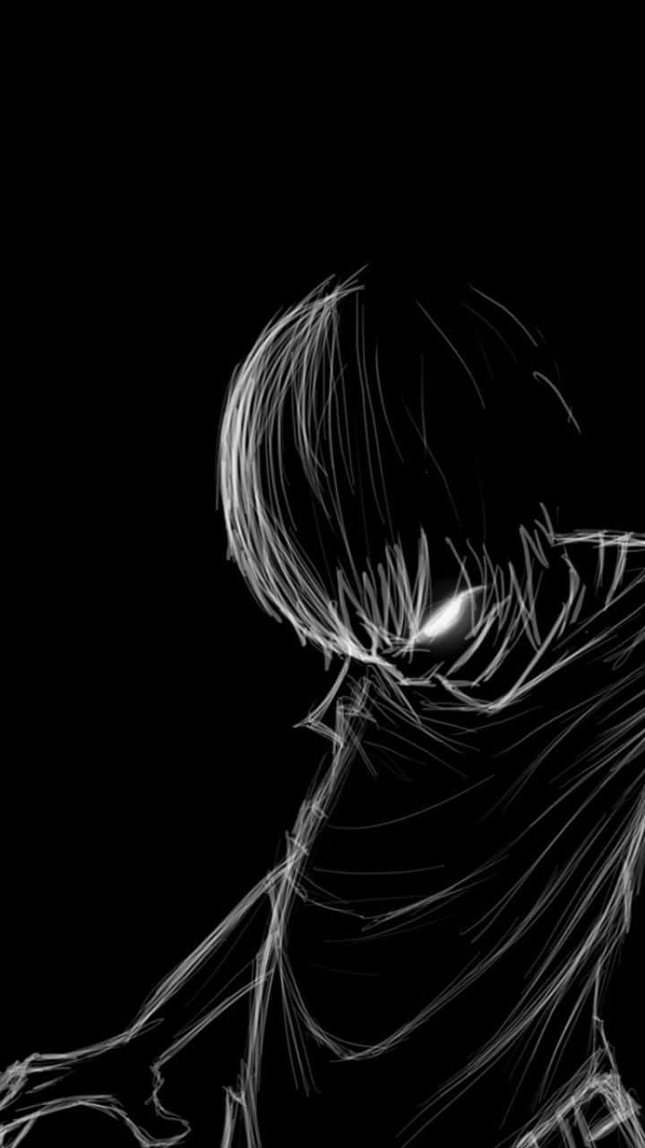 Sød mørk anime dreng hvidt blæk tapet Wallpaper