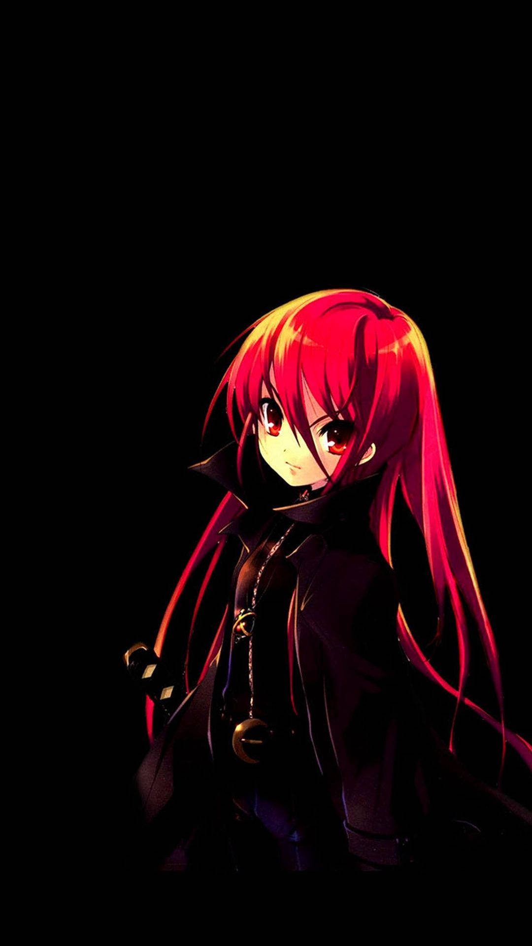 Cute Dark Red Anime Girl Wallpaper