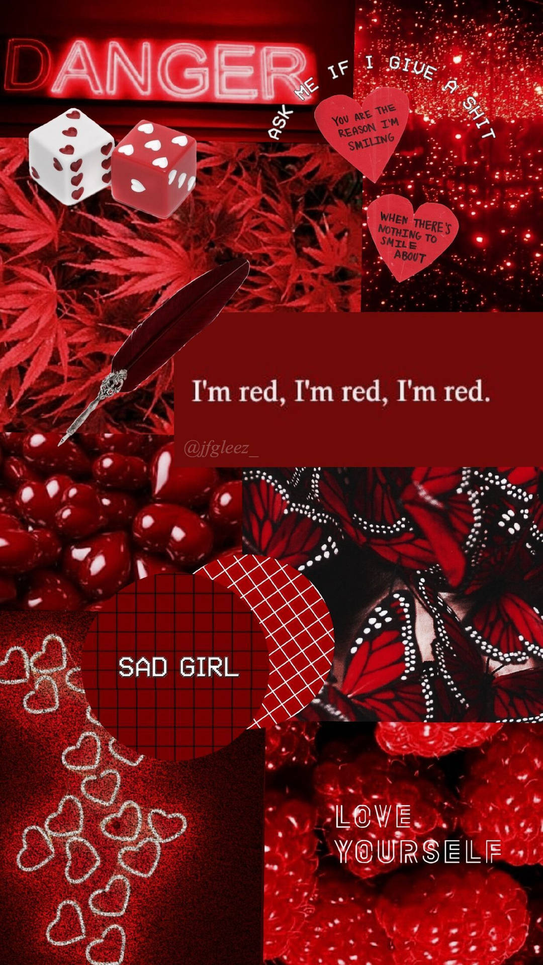 Cute Dark Red Sad Aesthetic Collage Wallpaper