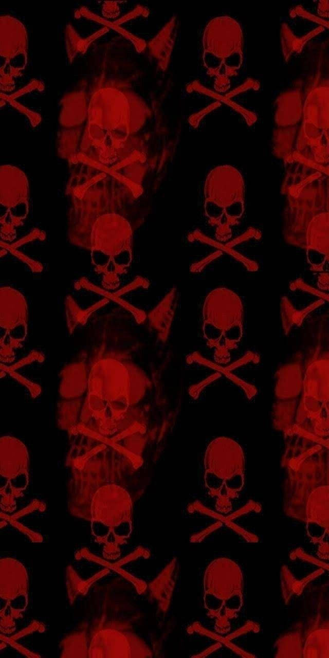 Cute Dark Red Skulls And Crossbones Wallpaper