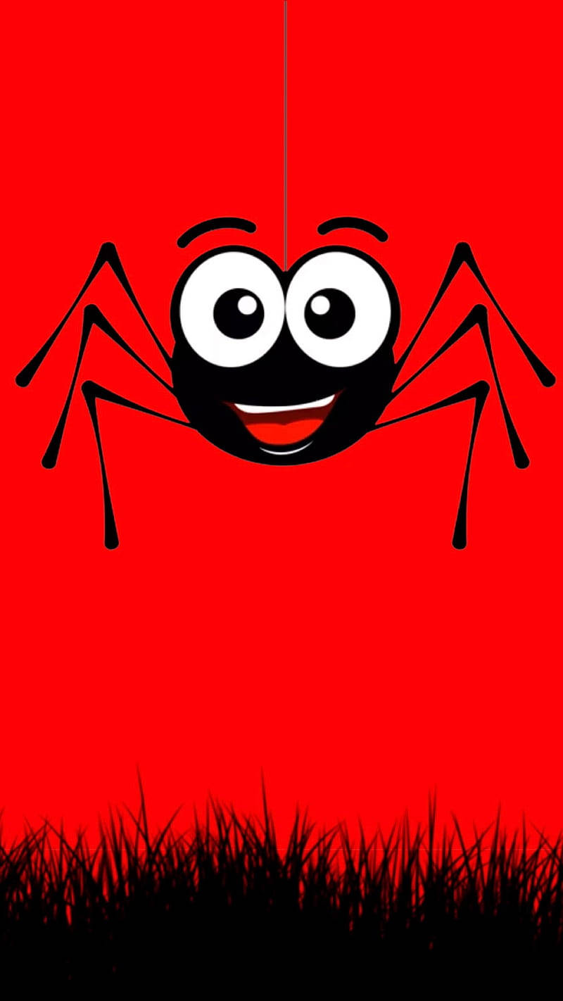 Sød mørk rød smilende edderkop Wallpaper