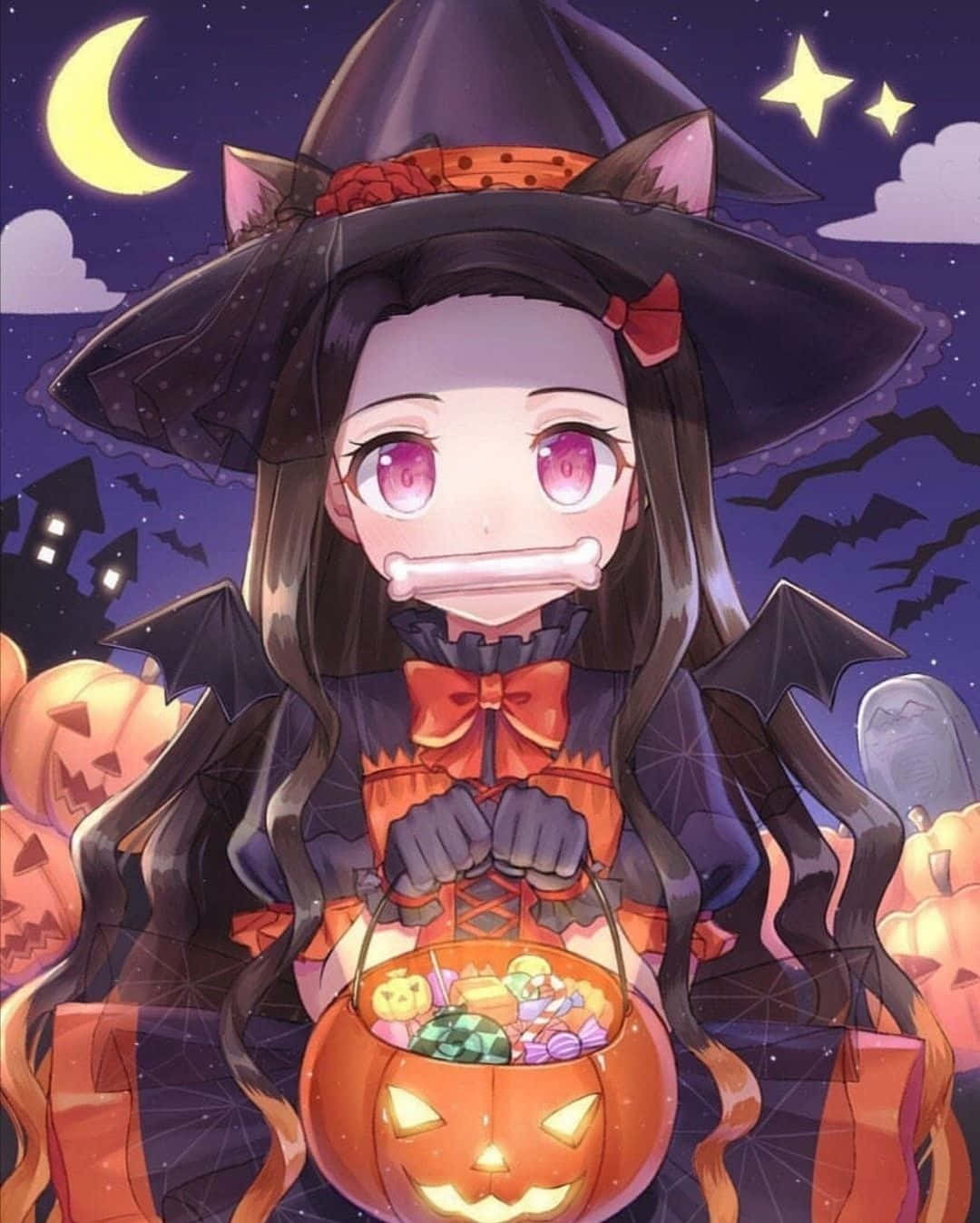 Niedlichesdemon Slayer Nezuko Kamado Halloween Kostüm Wallpaper