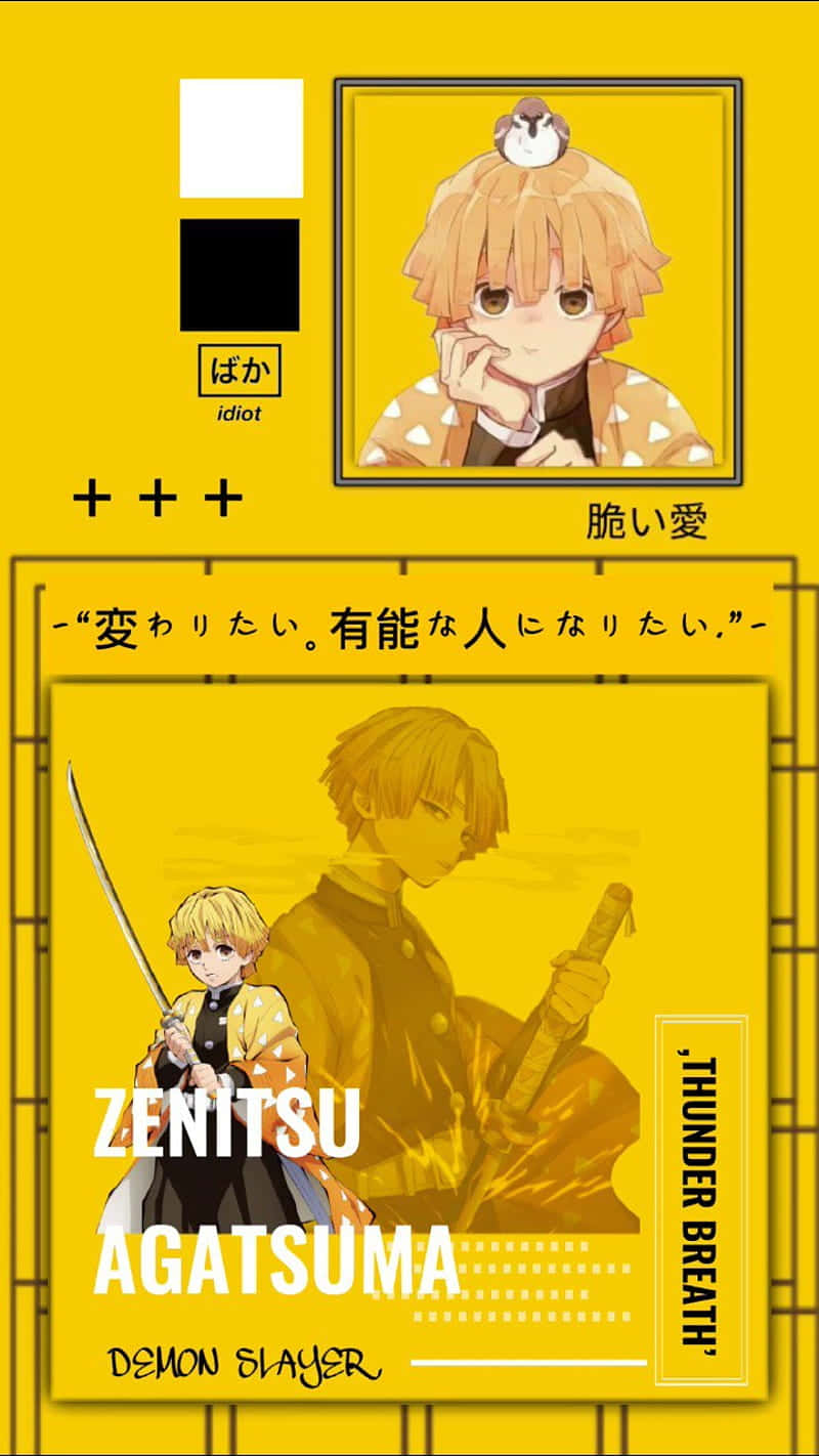 Sød Demon Slayer Zenitsu Agatsuma Profil Baggrundsbillede Wallpaper