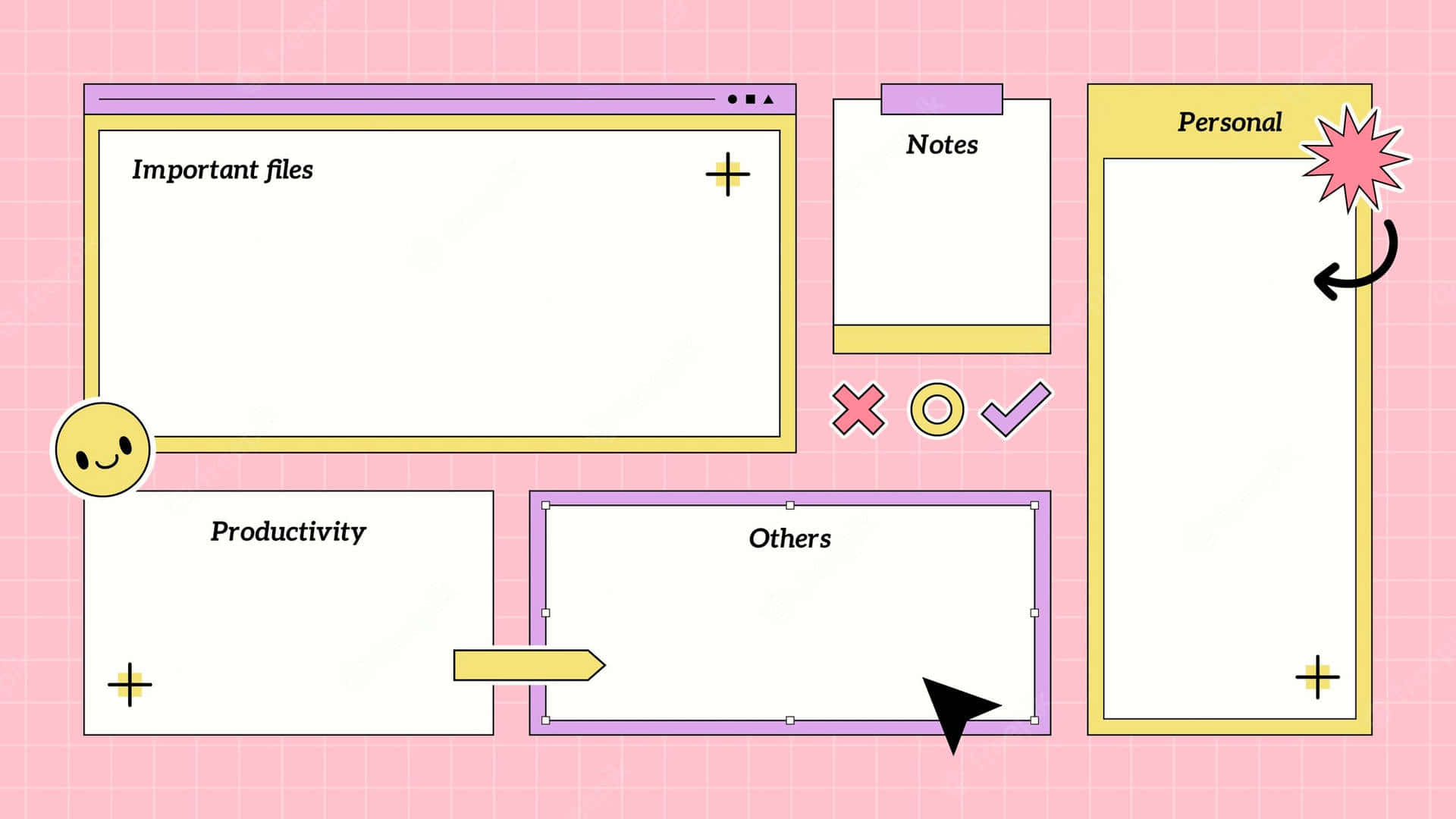 Cute Desktop Organizer Pink Board Wallpaper