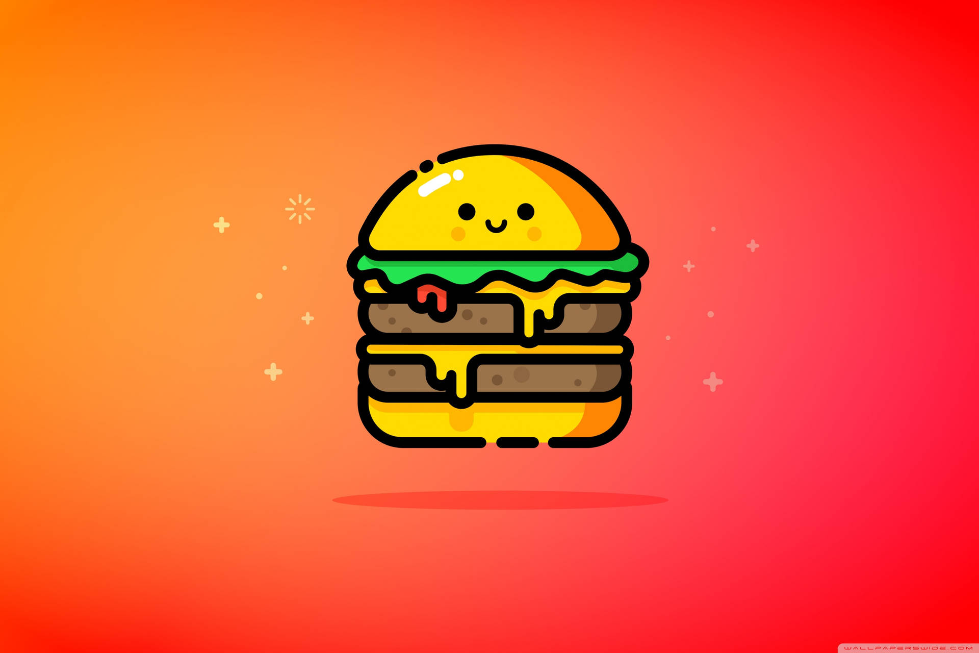 Cute Digital Drawing Of A Cheeseburger Wallpaper