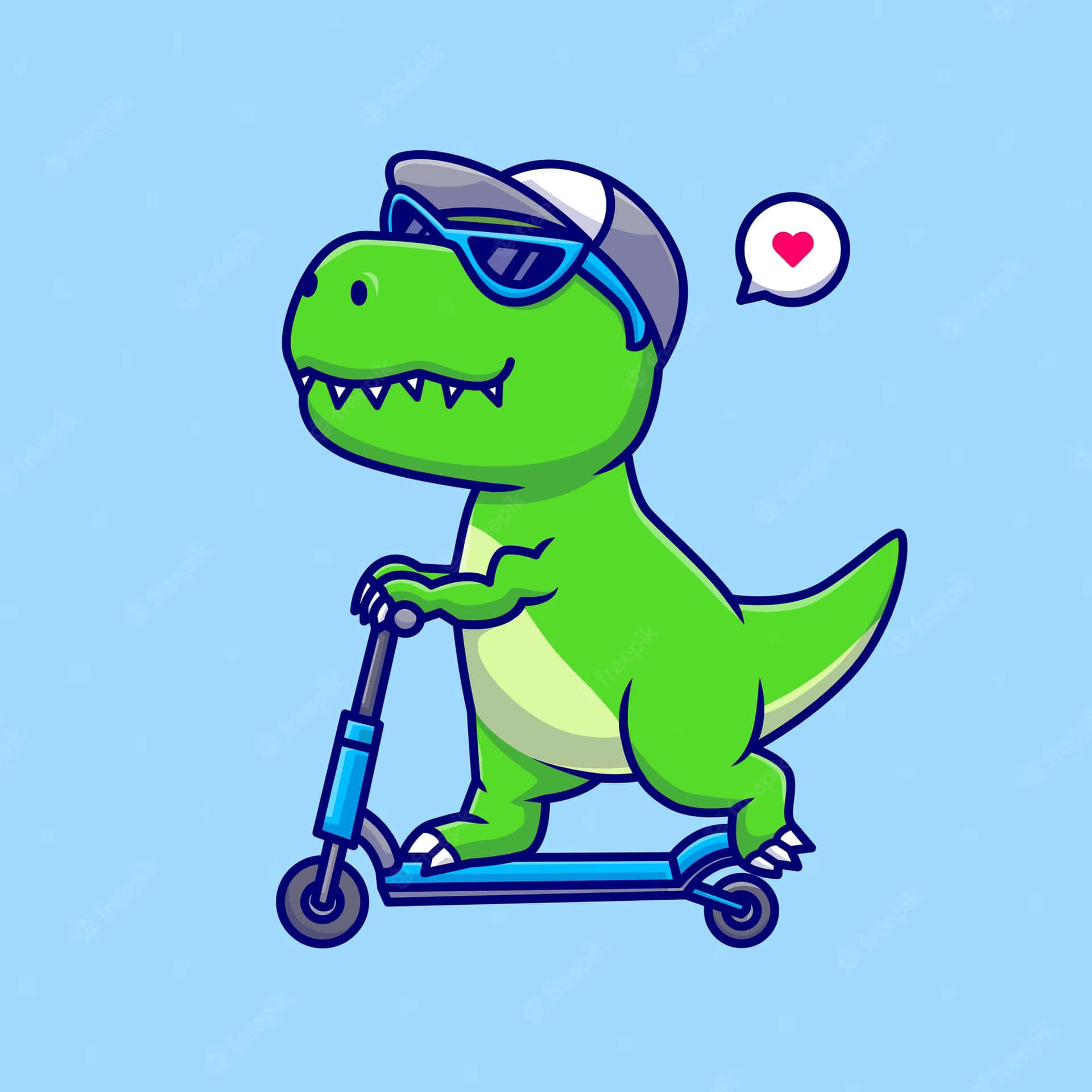 Cute Dino Riding Kick Scooter Picture