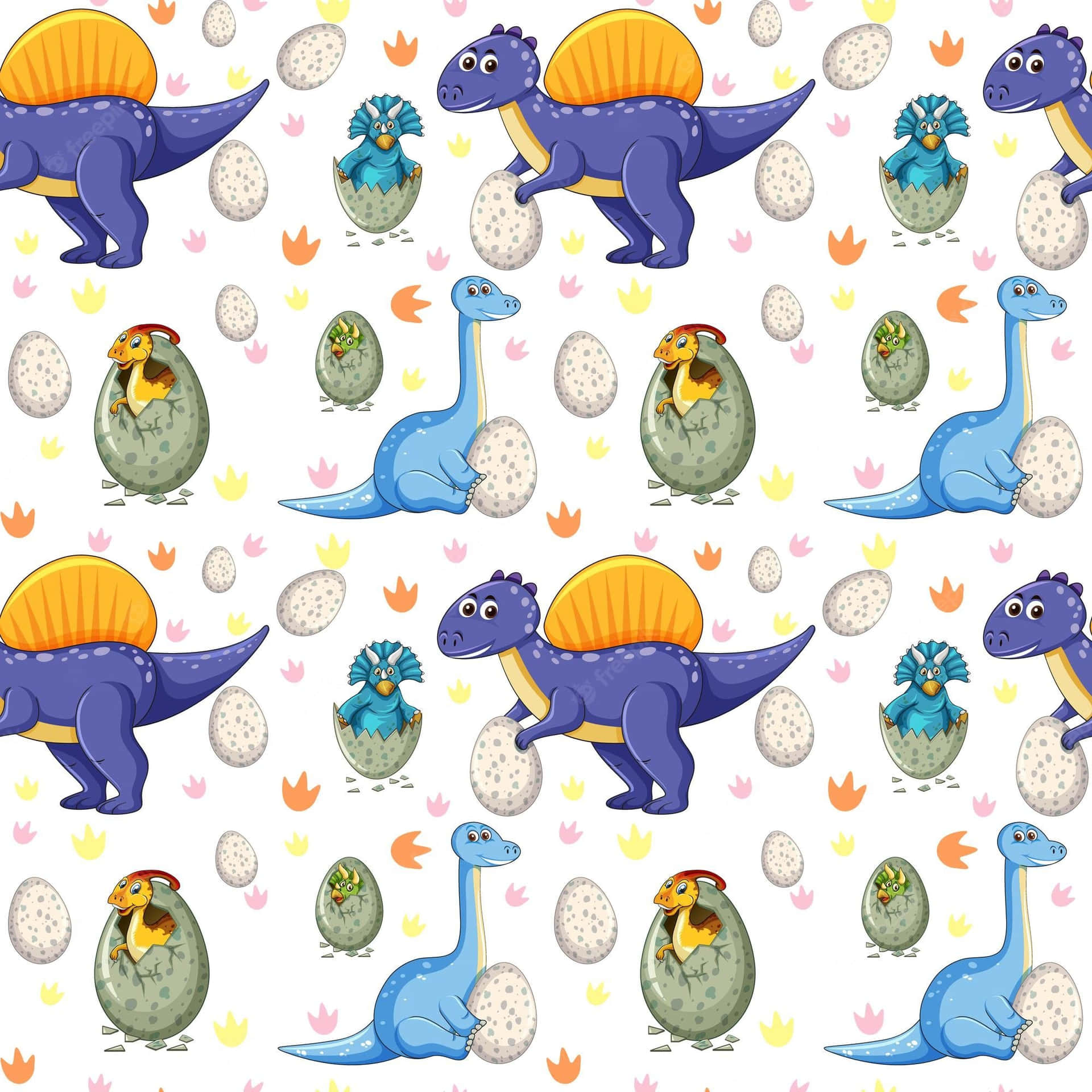 Adorable Dinosaur Illustration on Blue Background
