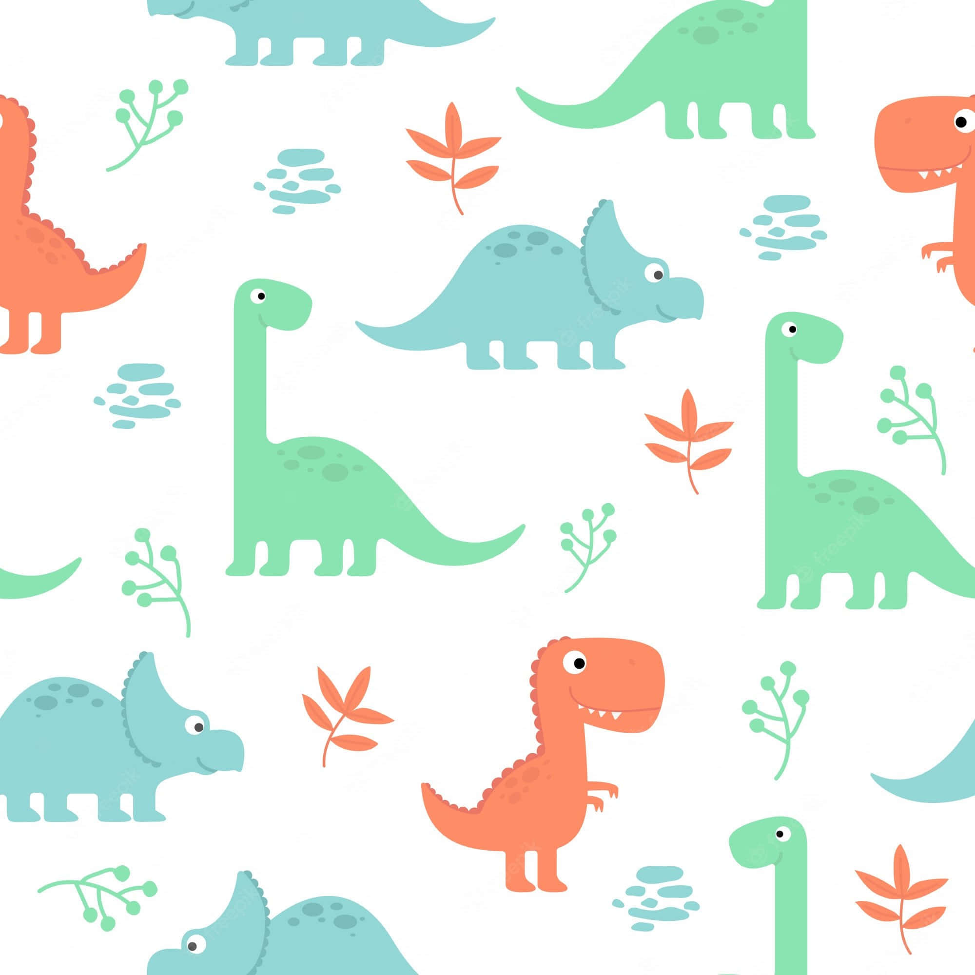 Adorable Dinosaur frolicking in a colorful prehistoric world