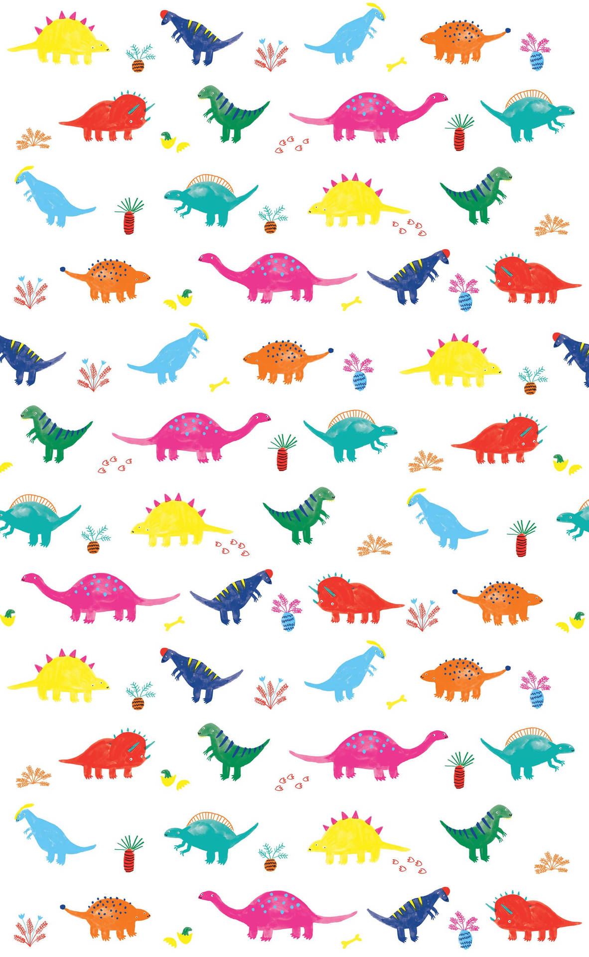 Sød Dinosaur Æstetik På Hvid Baggrund Wallpaper