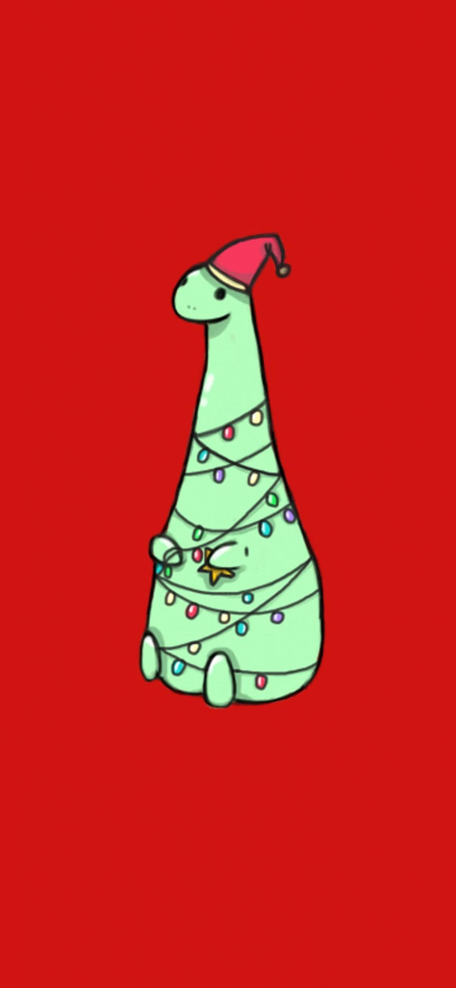 Cute Dinosaur Christmas Phone Wallpaper