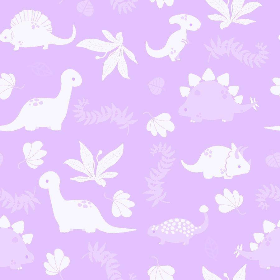 Cute Dinosaur Collage Purple Aesthetic Wallpaper