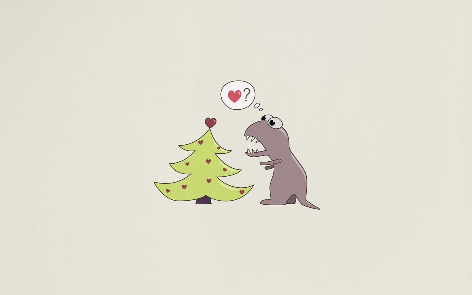 Undinosaurio De Dibujos Animados Está Sosteniendo Un Árbol De Navidad. Fondo de pantalla