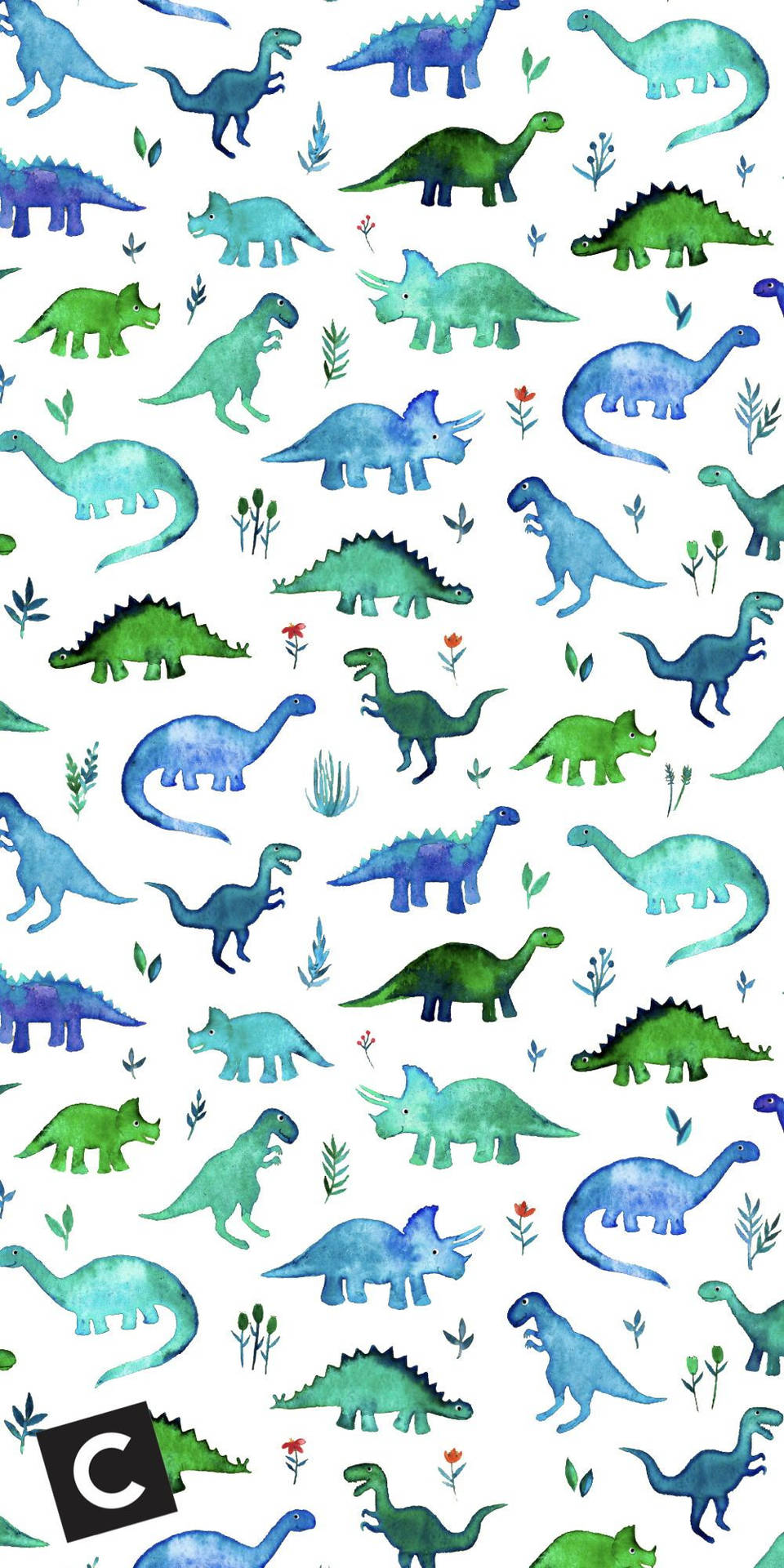Sød Dinosaur dekoreret Iphone. Wallpaper
