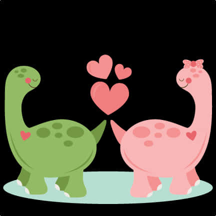 Cute Dinosaur Love Illustration PNG