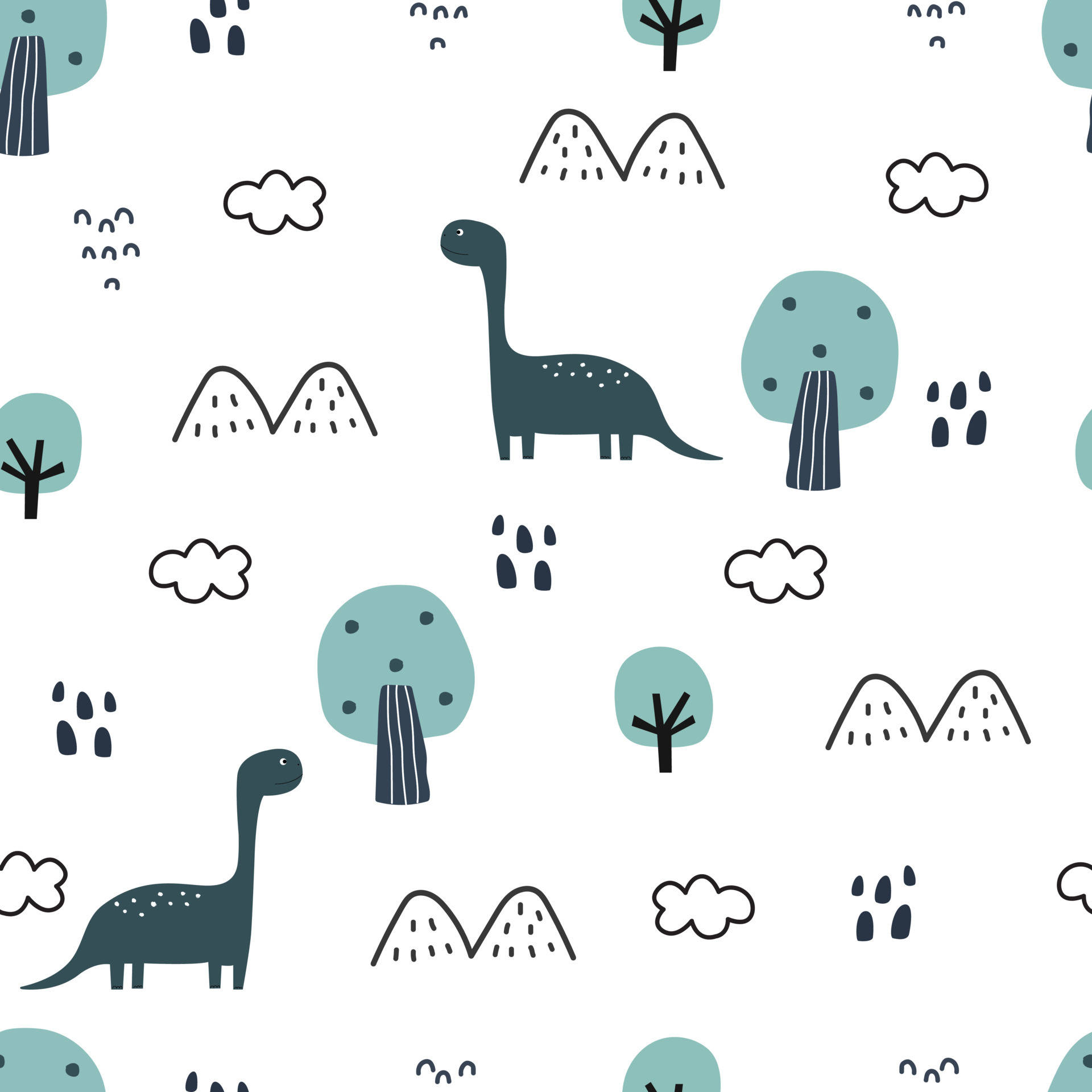 Colorful Cute Dinosaur Pattern Wallpaper