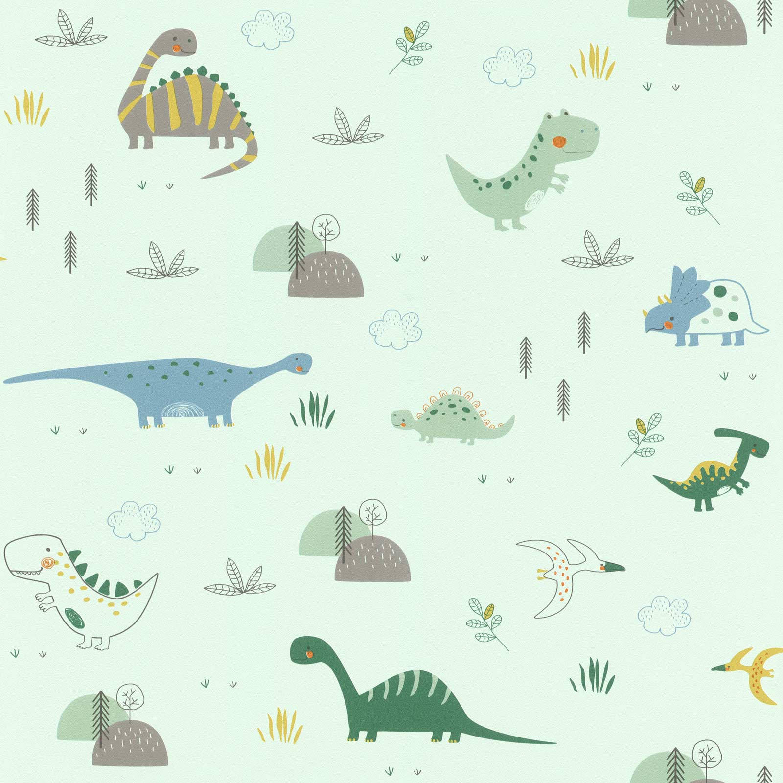 "Fun and Cute Dinosaur Pattern" Wallpaper
