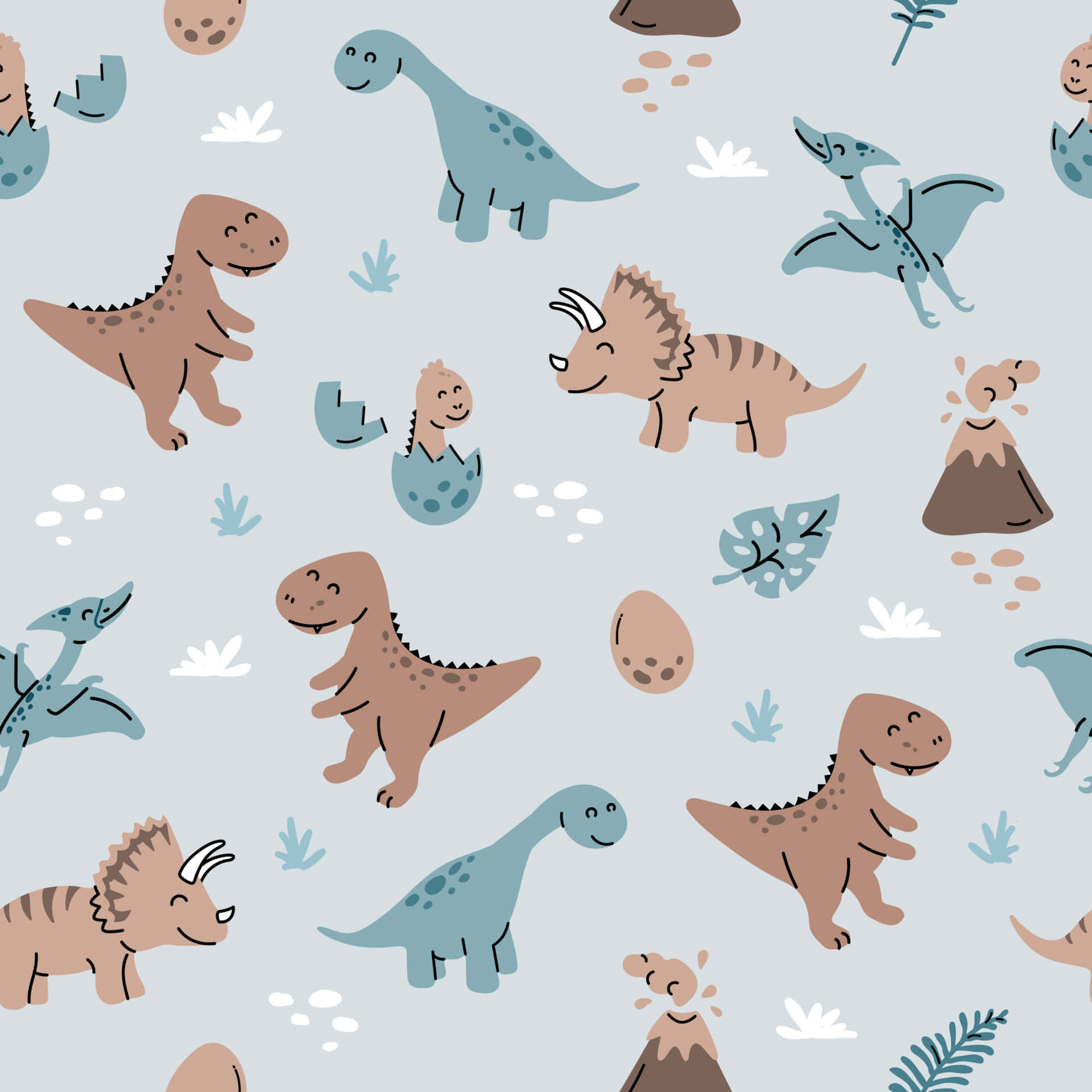 Cute Dinosaur Pattern Wallpaper