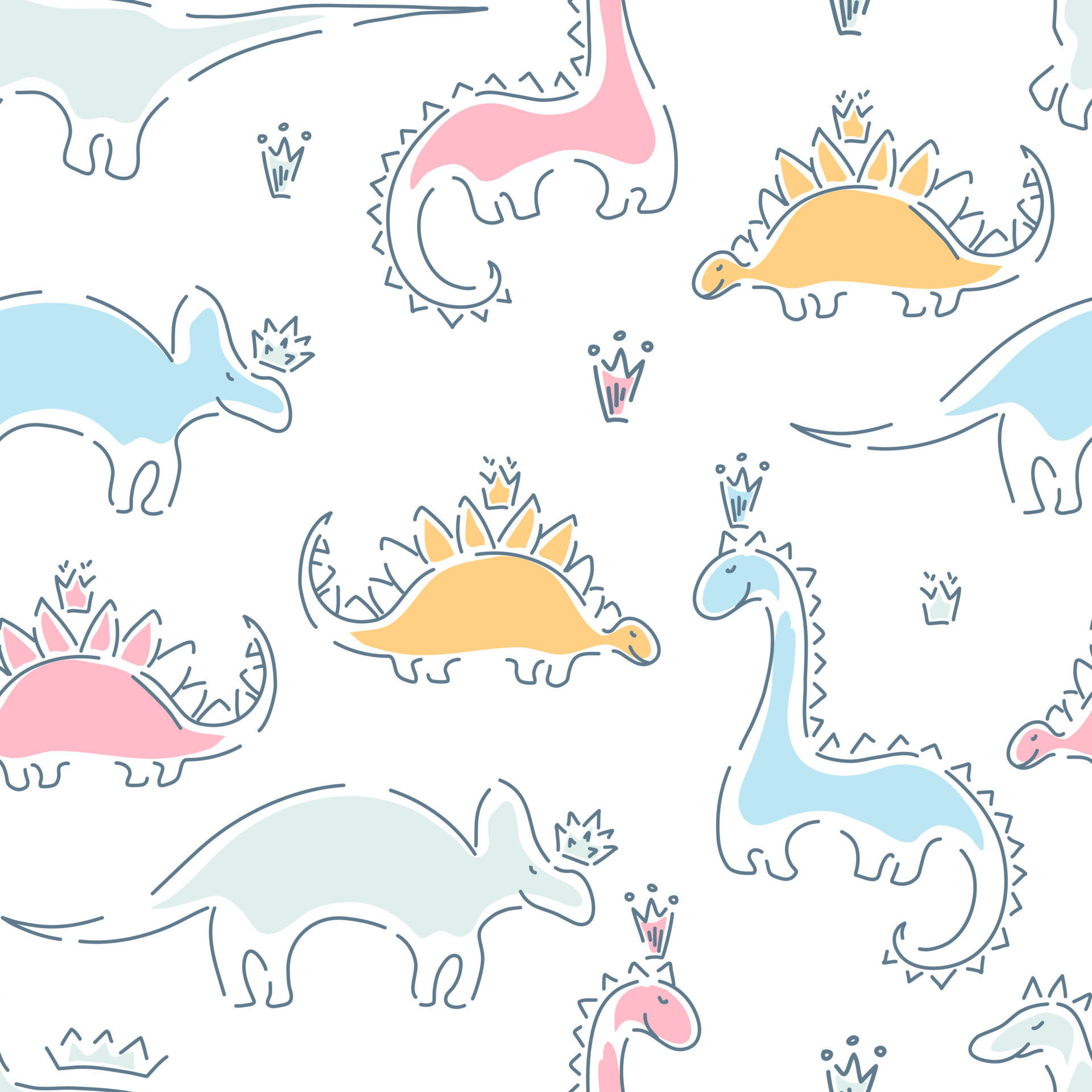 "Fans of Dinosaurs Will Love this Fun and Colorful Cute Dinosaur Pattern" Wallpaper