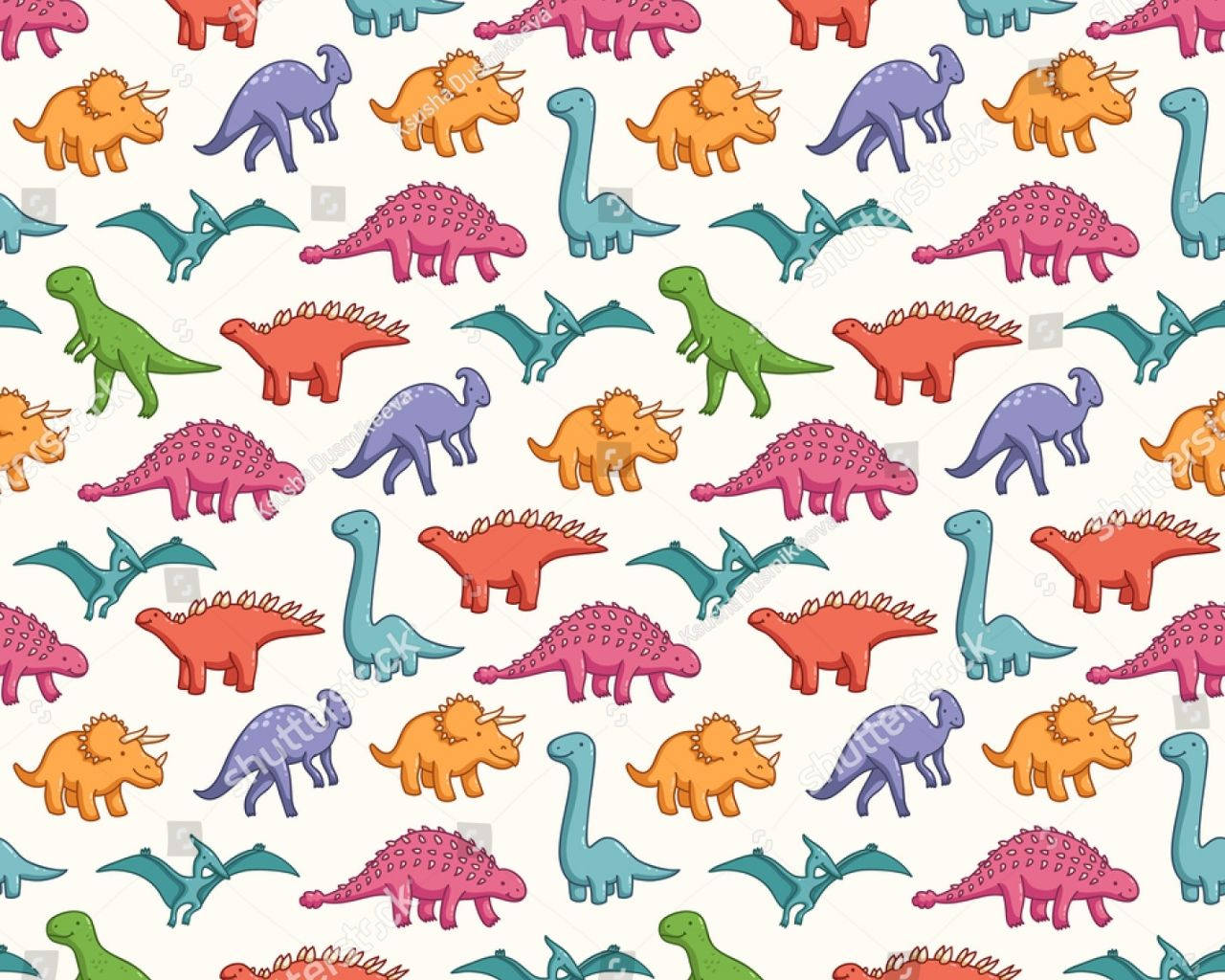 Sød Dinosaur Mønster Perfekt til Børneværelse Dekoration Wallpaper
