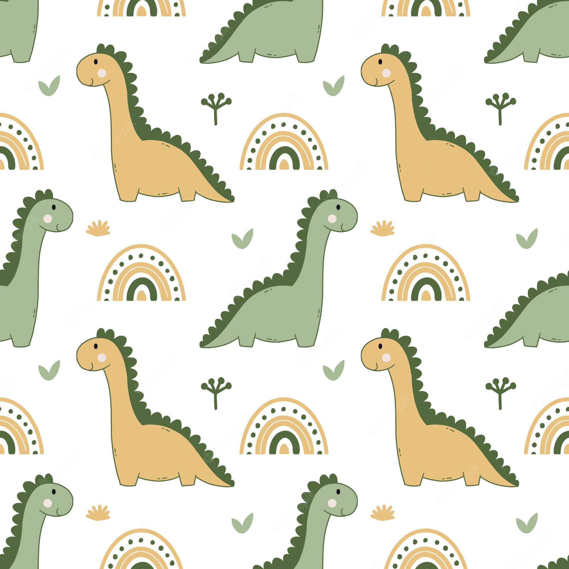Colorful Cute Dinosaur Pattern Wallpaper