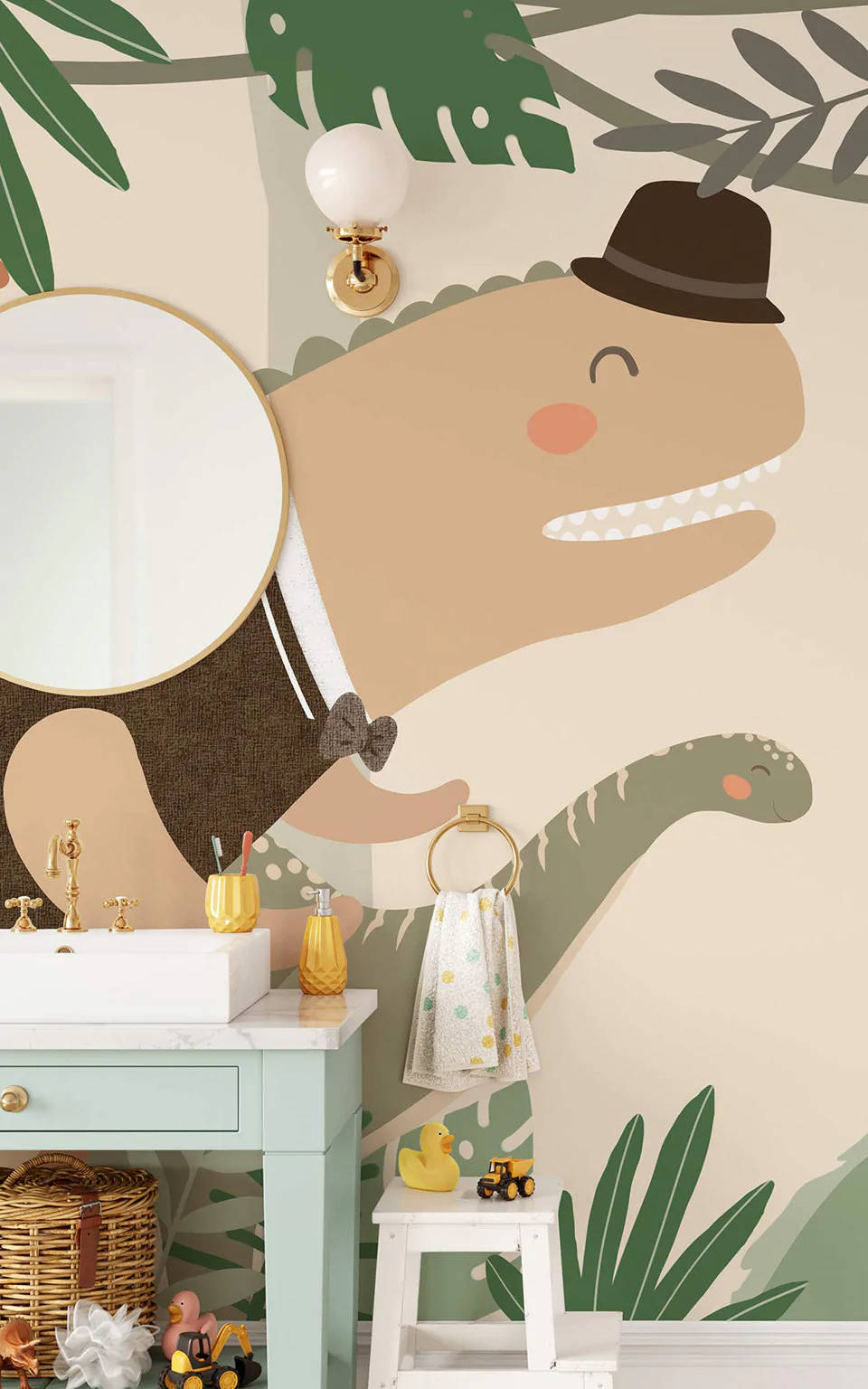 Cute Dinosaur Phone Bathroom Sticker