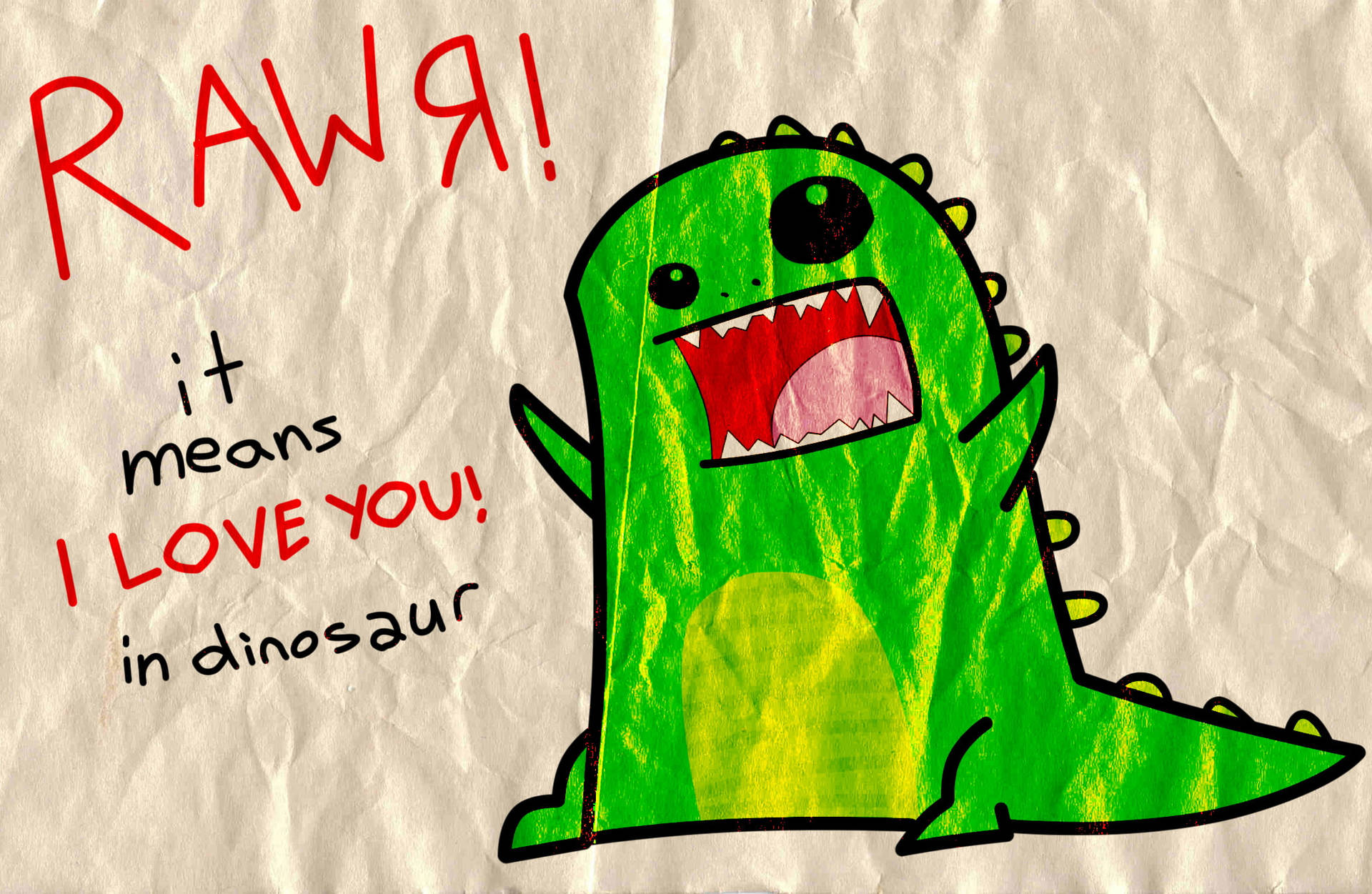 Cute Dinosaur Rawr I Love You Wallpaper