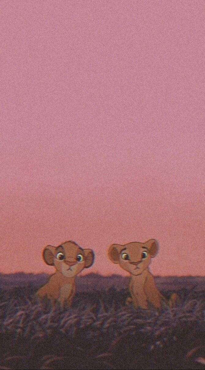 Sød Disney Æstetik Simba og Nala Tapet Wallpaper