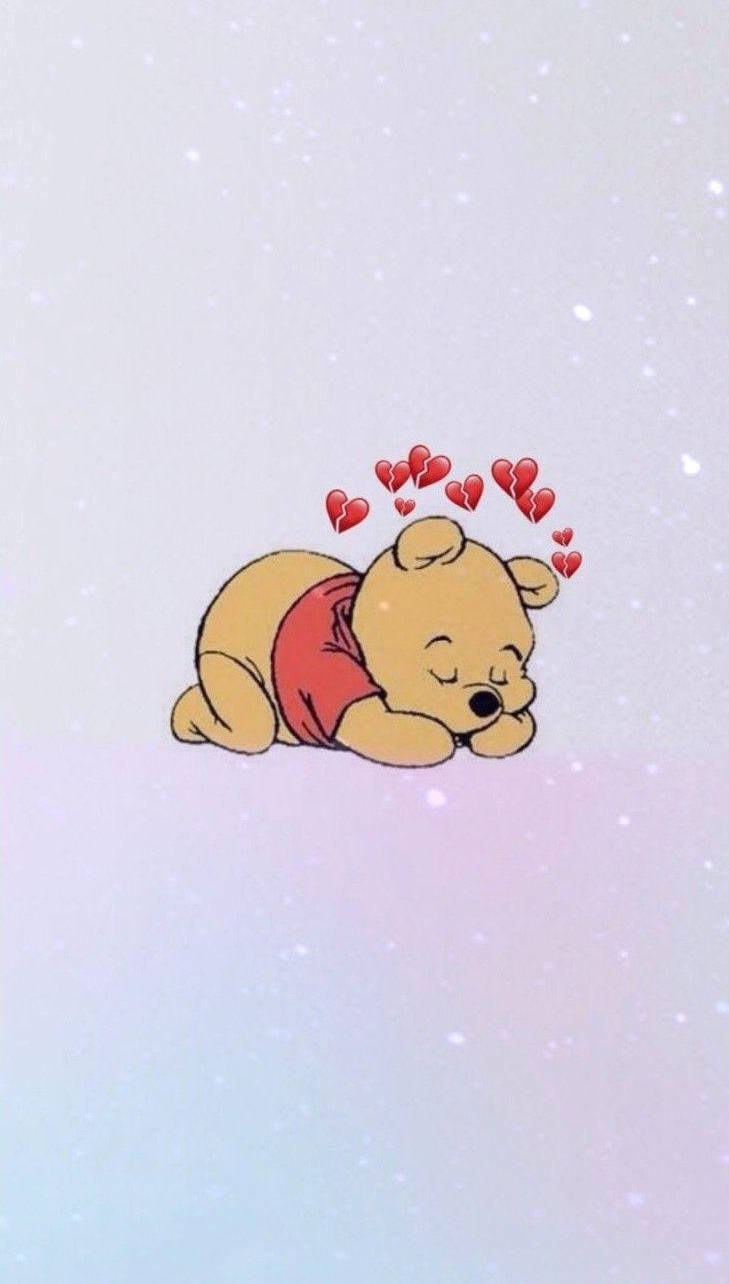 Sød Disney-æstetik sovende Winnie The Pooh-tapet. Wallpaper
