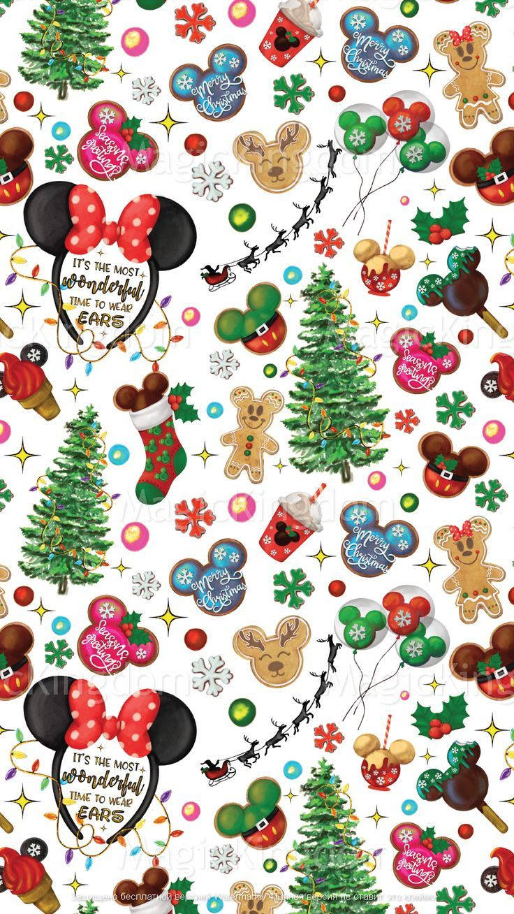 Søde Disney-figurer jul Iphone tapet Wallpaper