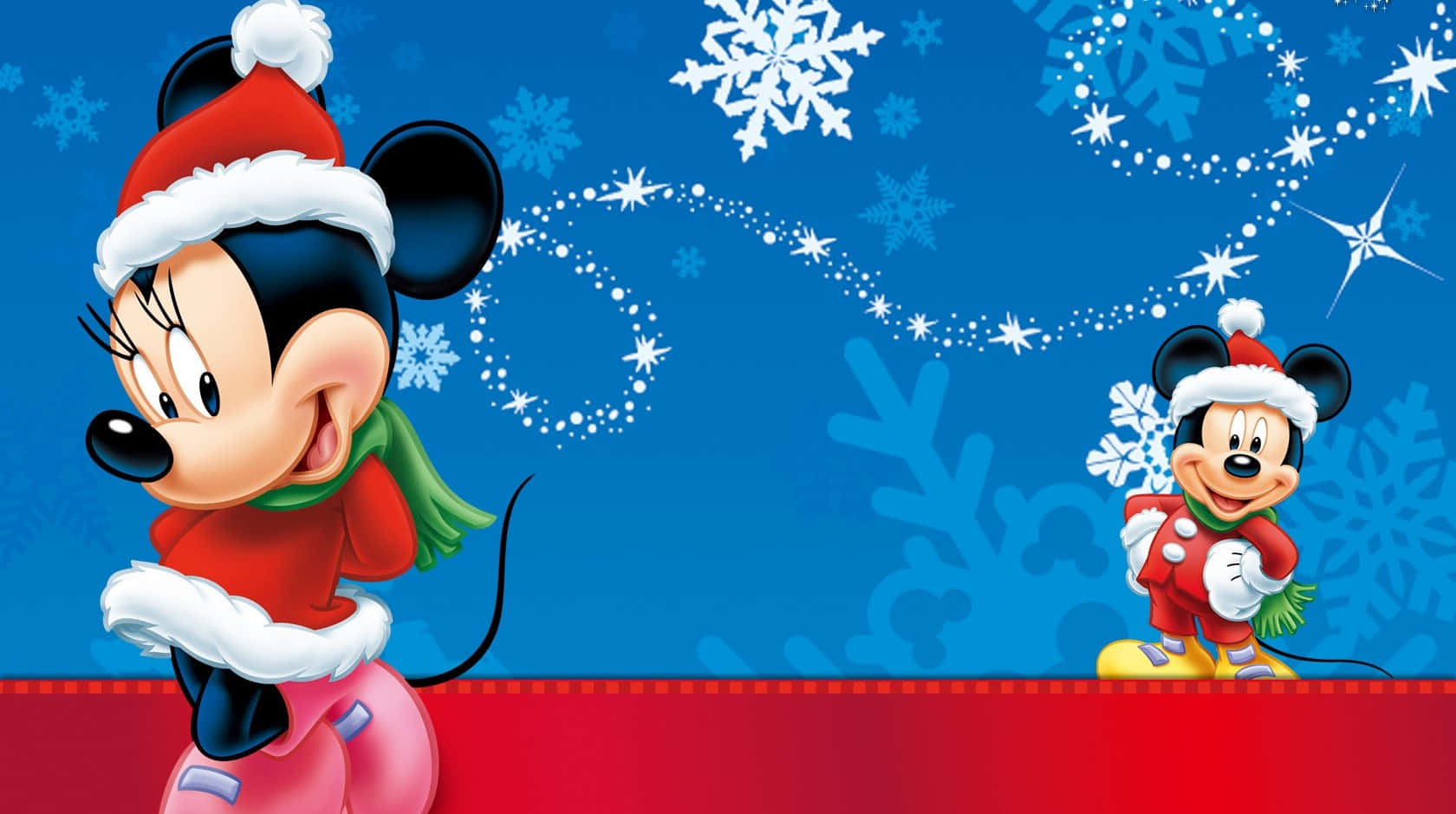 Cute Disney Christmas Animated Couple Wallpaper