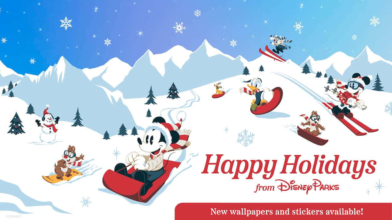 Cute Disney Christmas Happy Holidays Poster Wallpaper