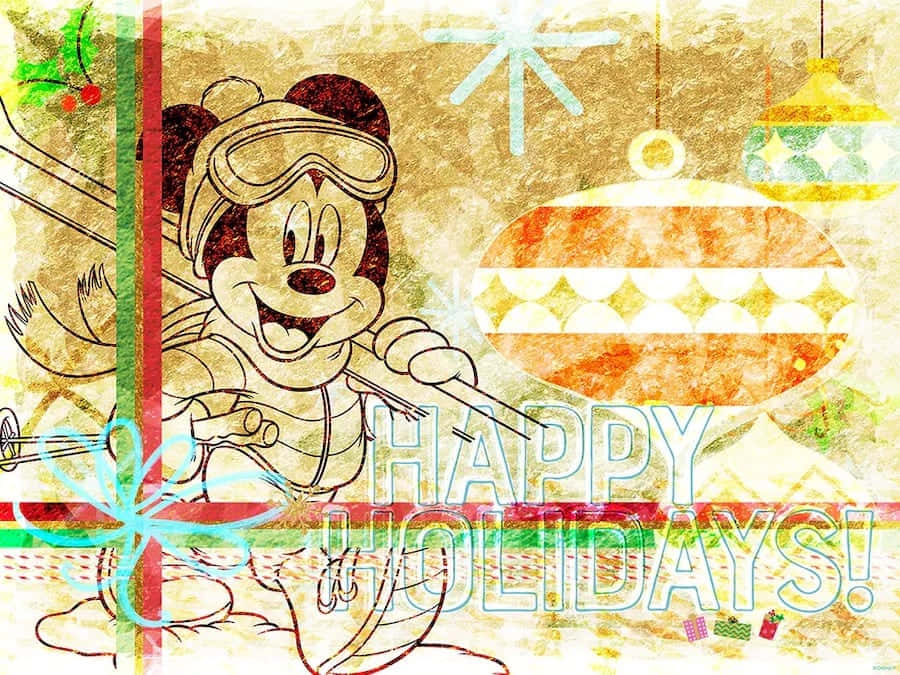 Cute Disney Christmas Mickey Mouse Adventure Wallpaper