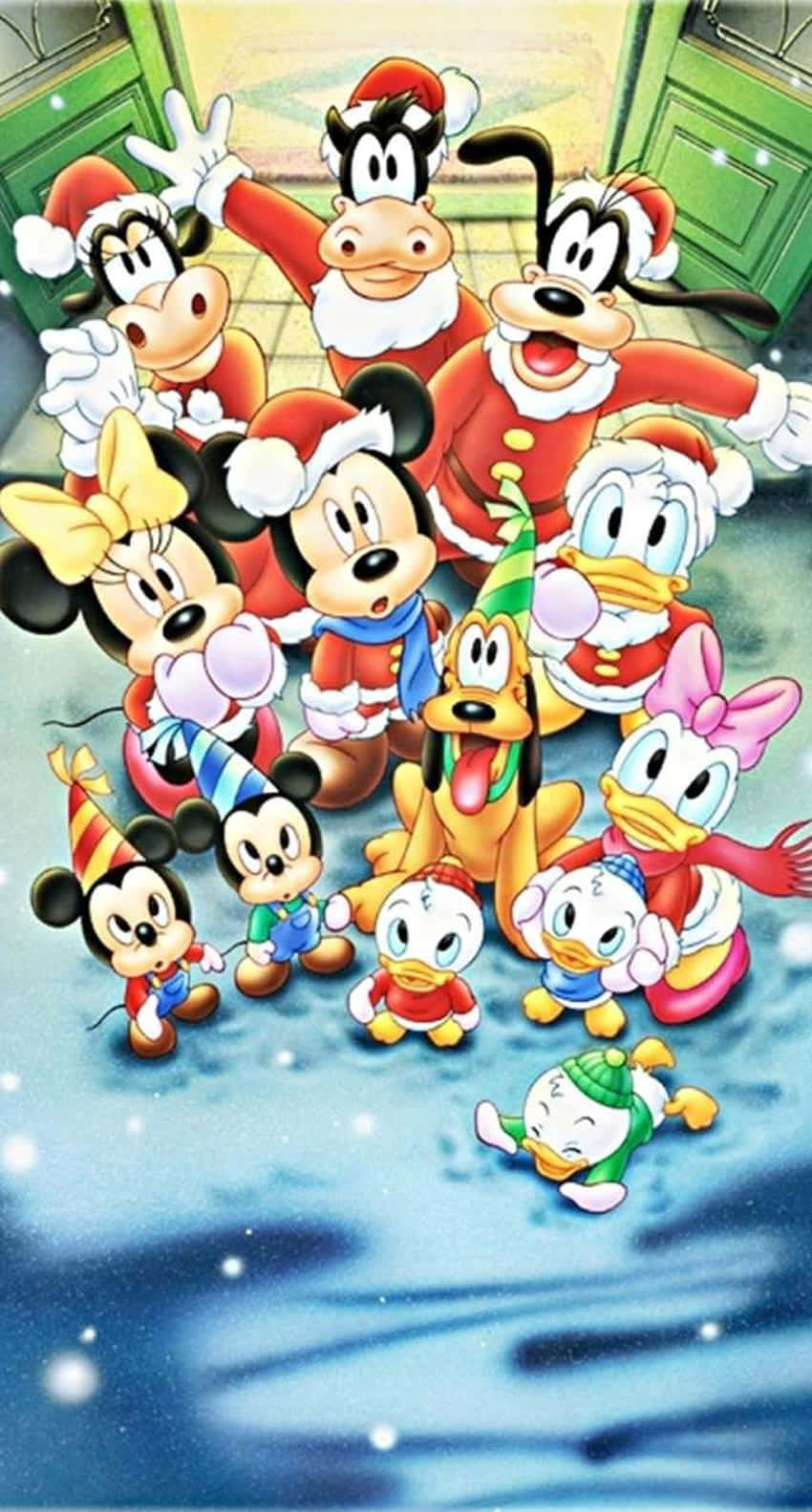 Cute Disney Christmas Mickey Mouse And Friends Wallpaper