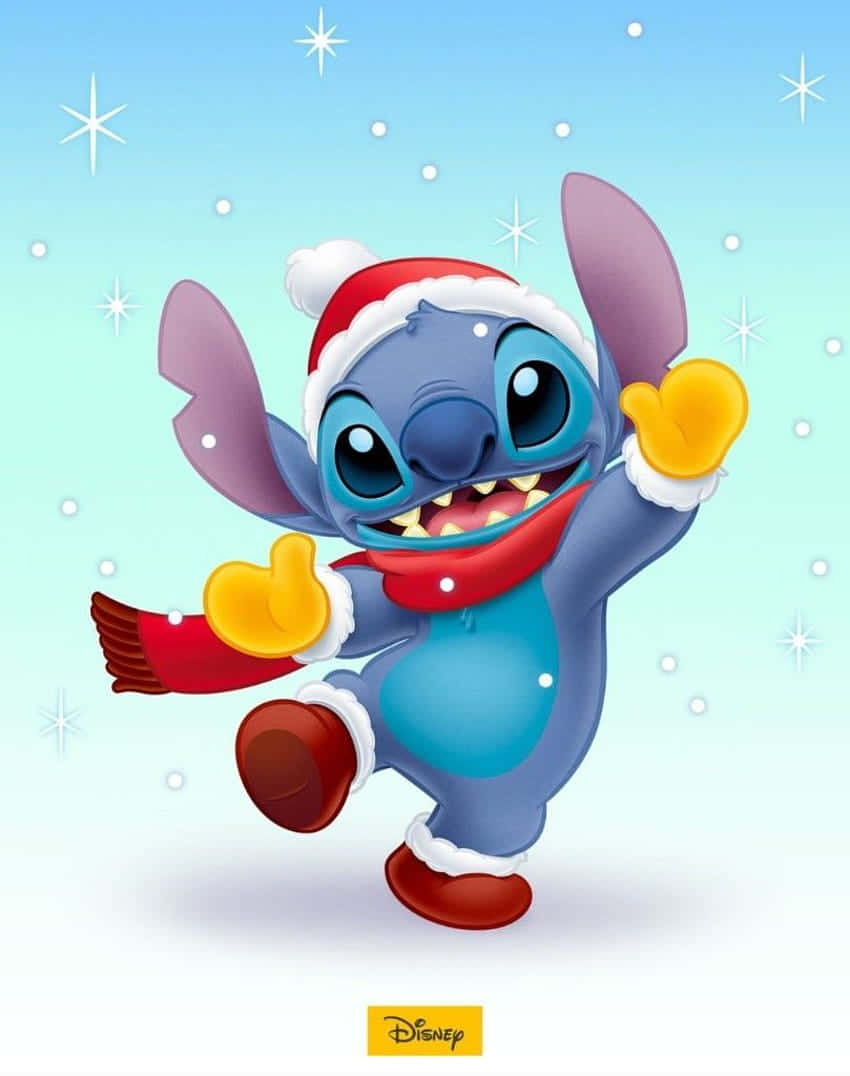 Cute Disney Christmas Stitch Cartoon Wallpaper