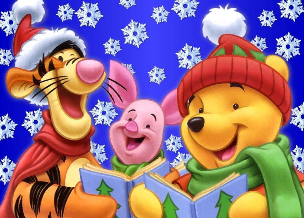 Cute Disney Christmas Tiger Piglet And Pooh Wallpaper