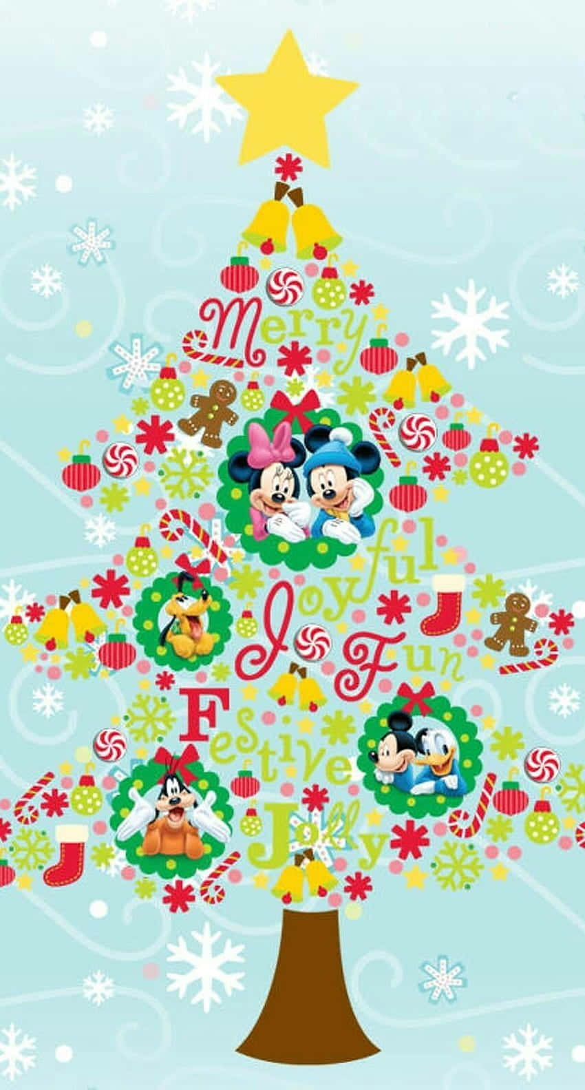 Cute Disney Christmas Tree Portrait Wallpaper