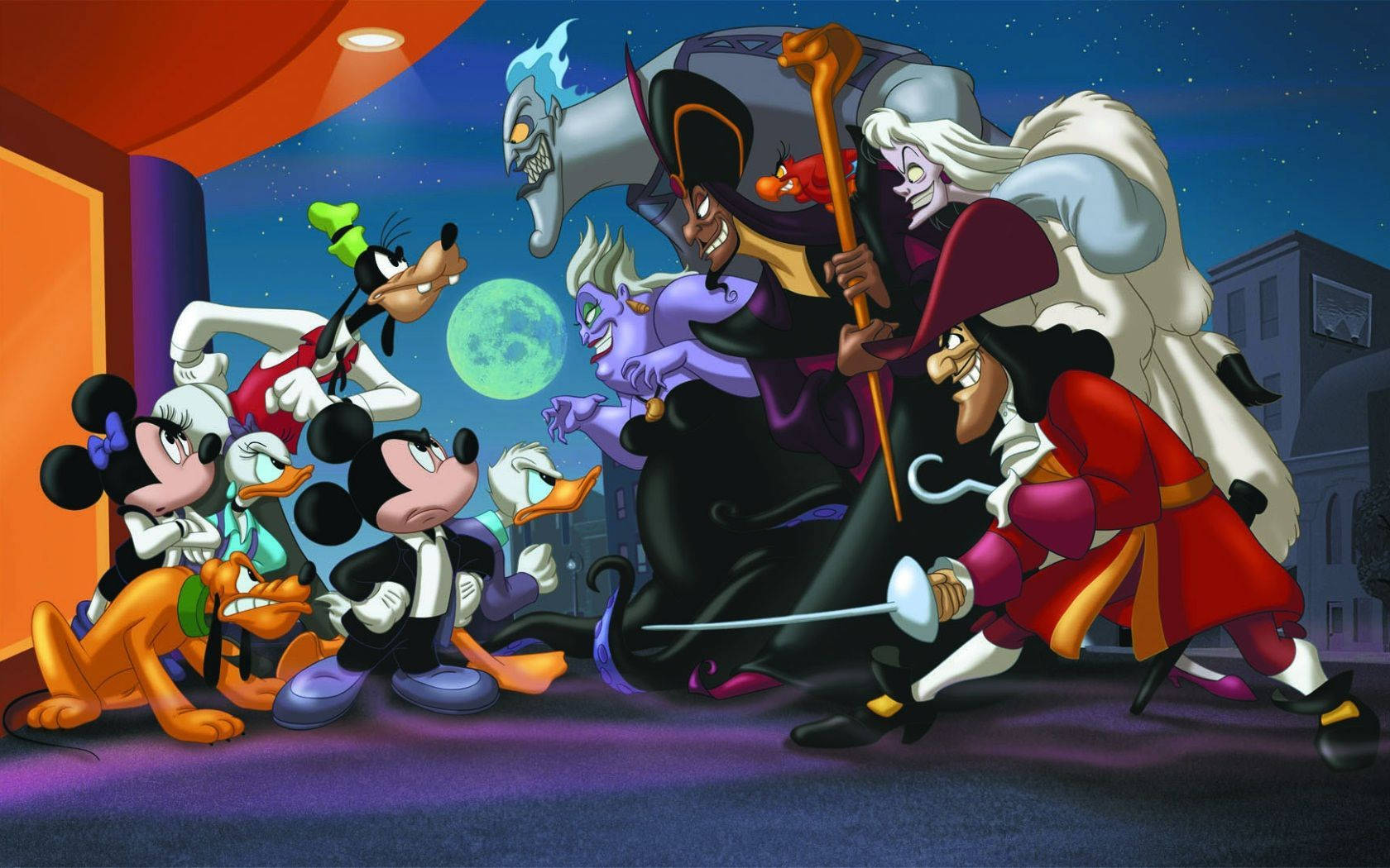 Cute Disney Mickey Vs Villains Wallpaper