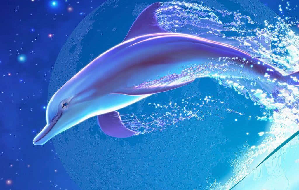 Cute Dolphin Digital Painting Wallpaper