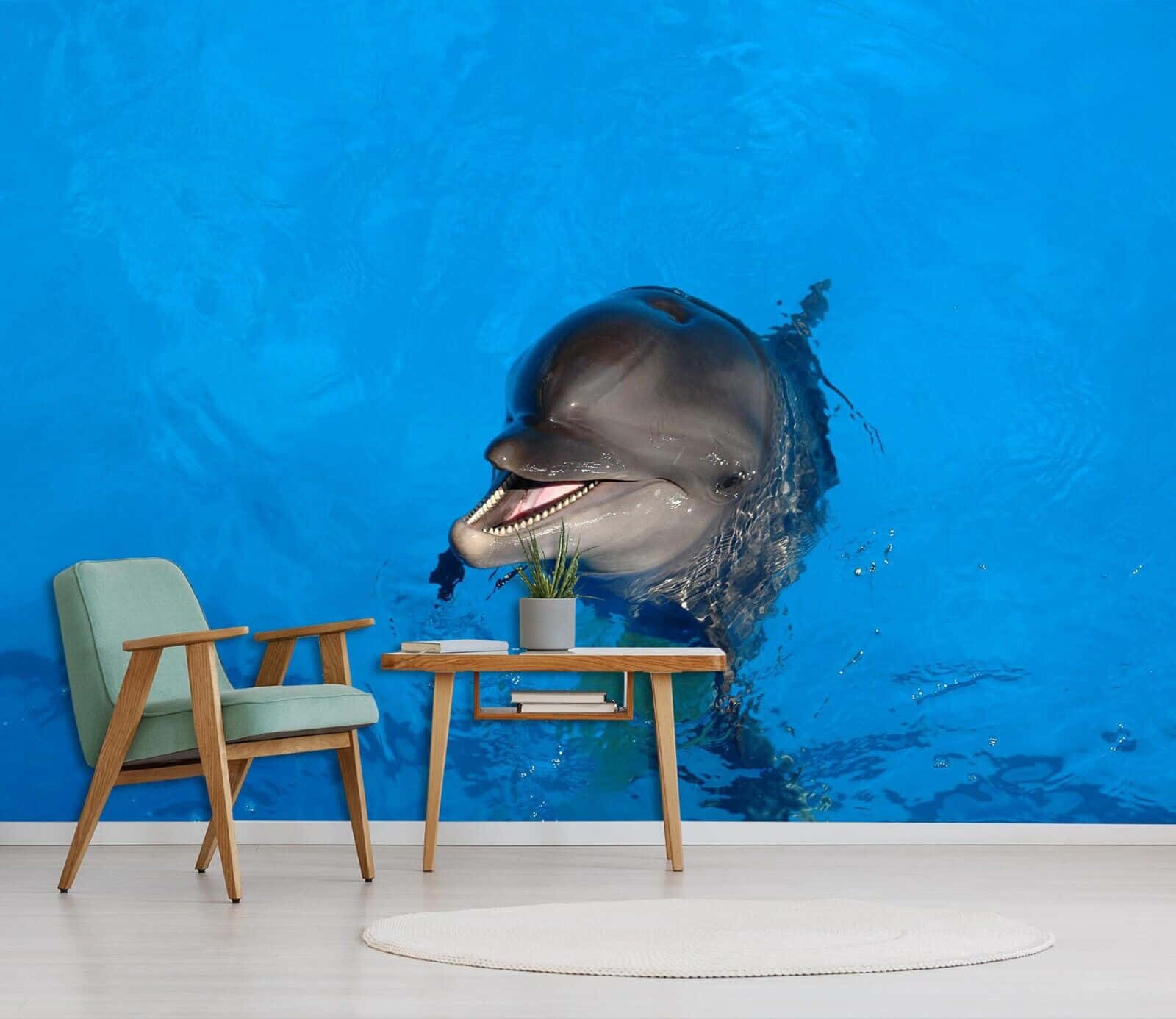 Cute Dolphin Living Room Wall Wallpaper