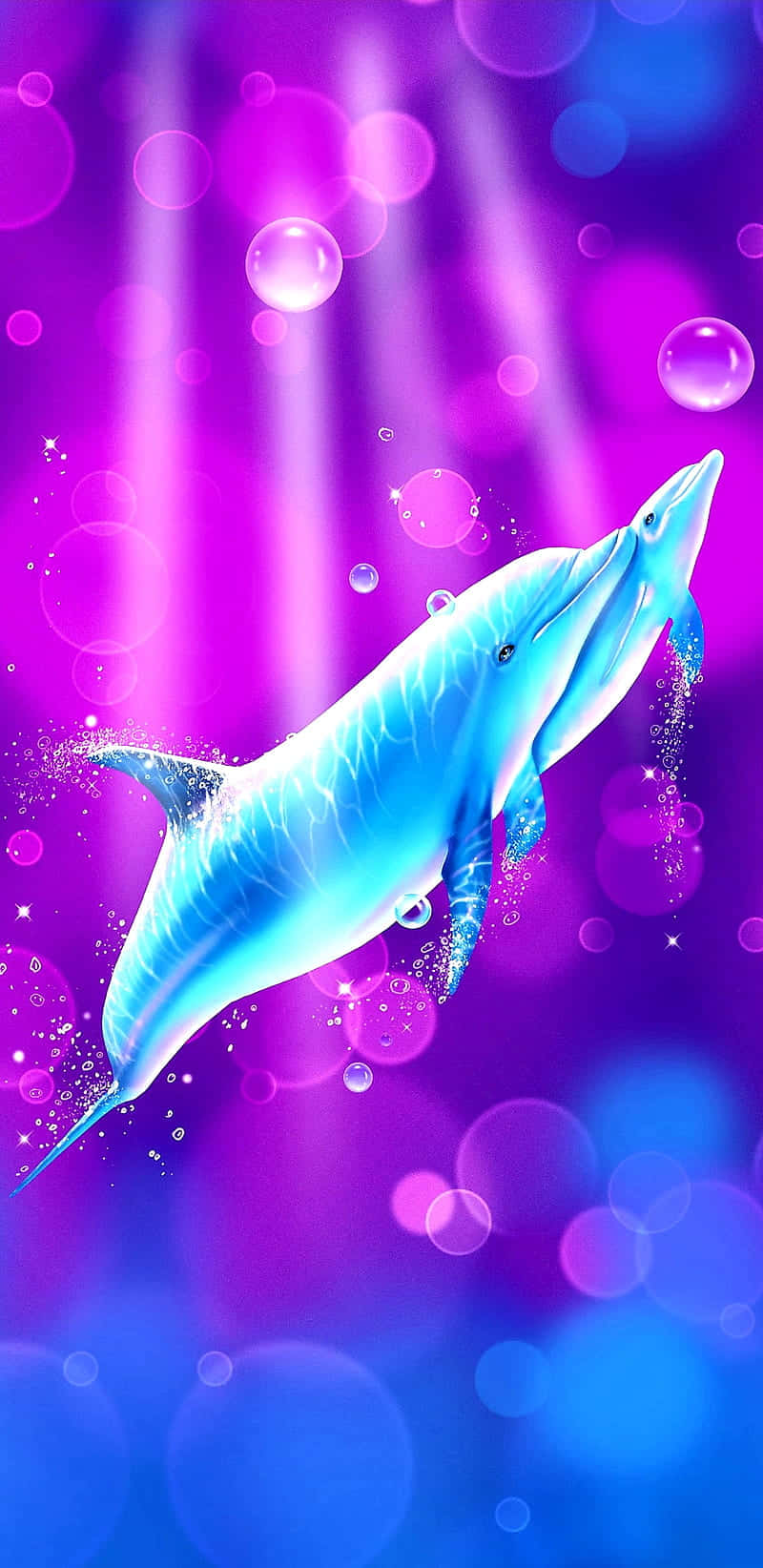 Cute Dolphin Mother And Calf Animation Wallpaper