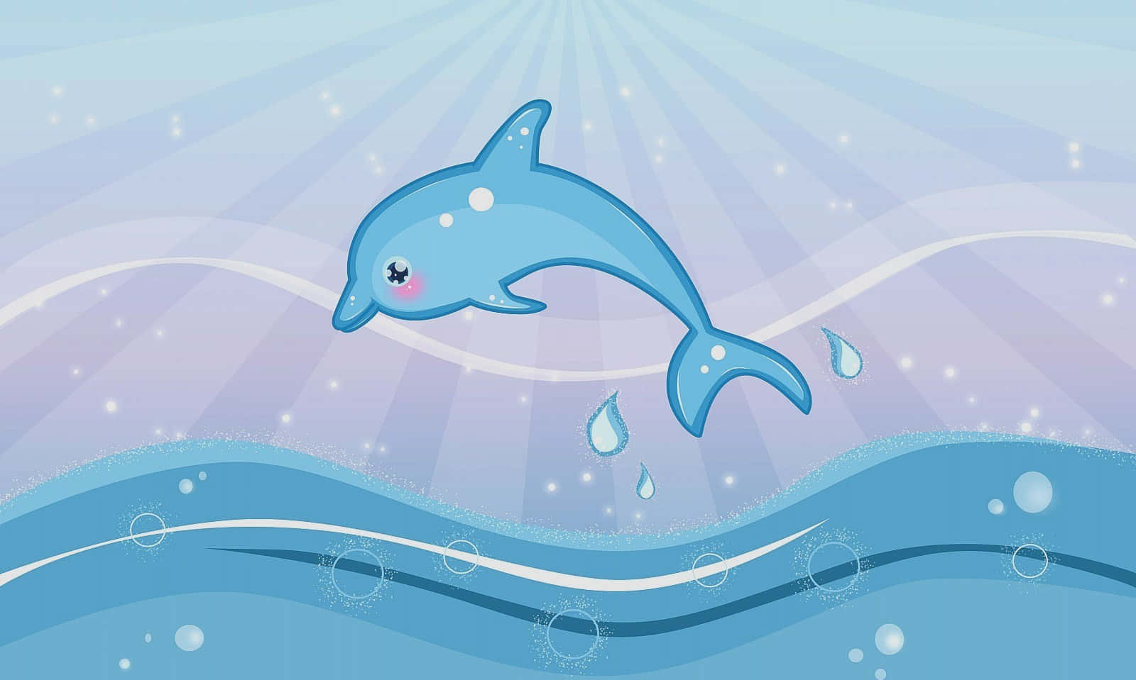 Lindaanimación De Un Delfín En El Océano Fondo de pantalla