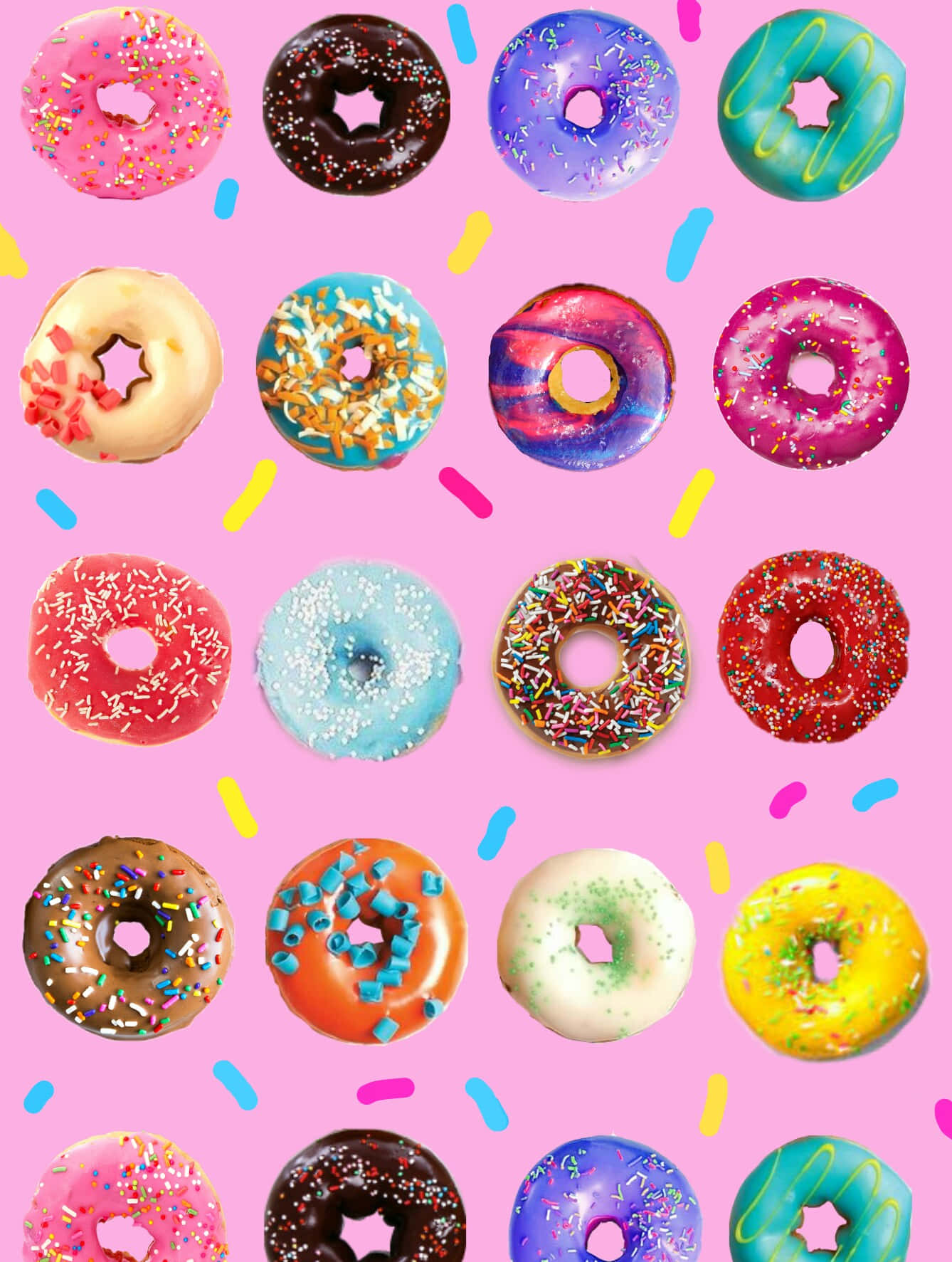 Schattige Donut Met Sprinkles En Glimlach Achtergrond