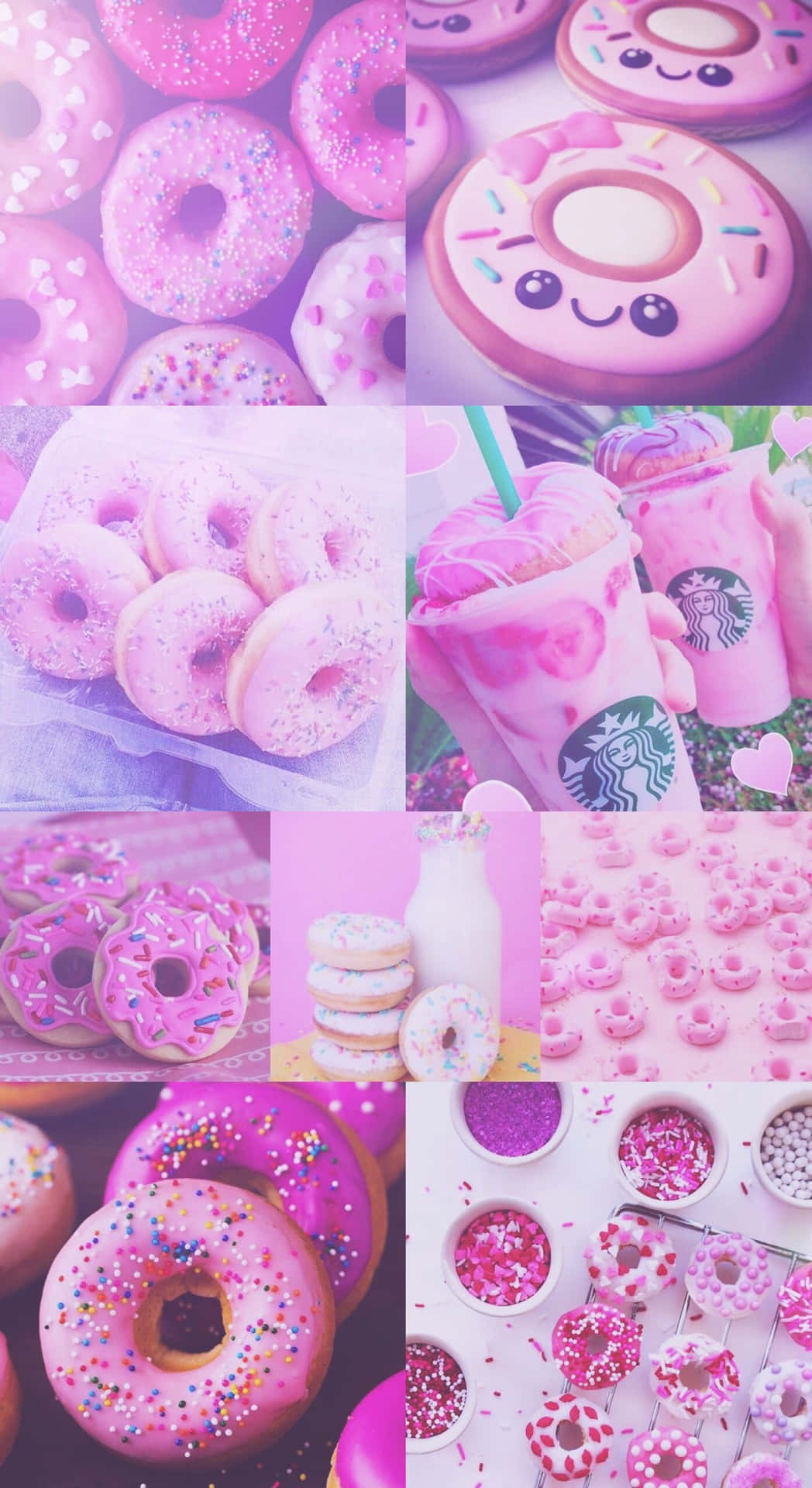 Cute Donut on a Pink Background Wallpaper
