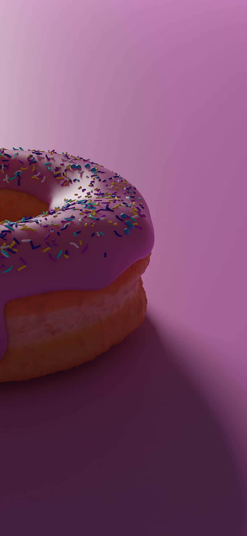 Adorable Pink Donut with Colorful Sprinkles Wallpaper