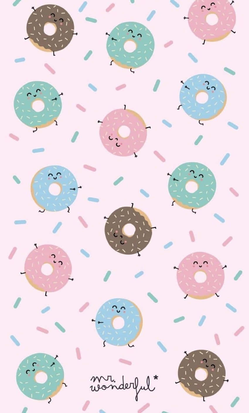 Delectable Cute Donut with Colorful Sprinkles Wallpaper