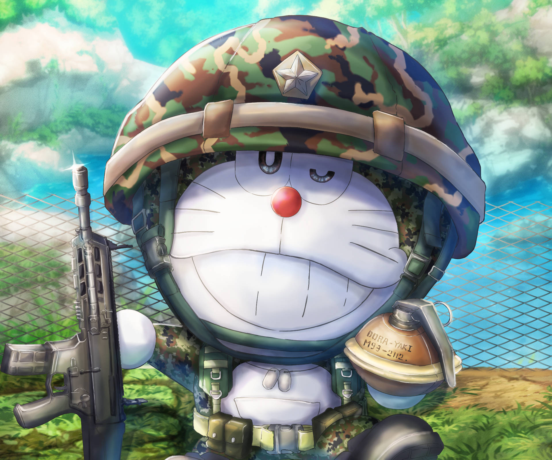 Cute Doraemon As A Soldier