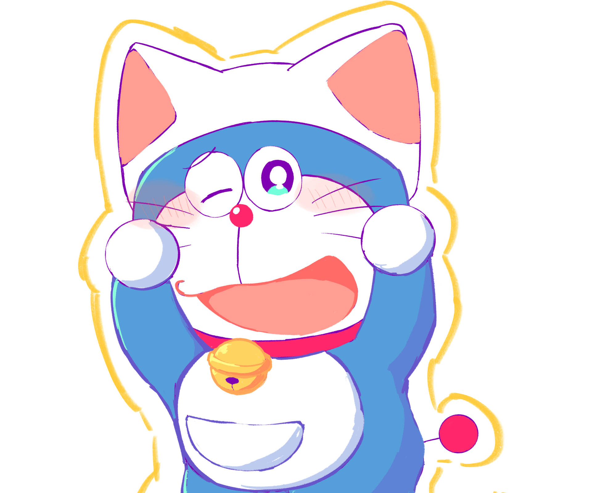 Download Cute Doraemon Cat Hat Wallpaper 