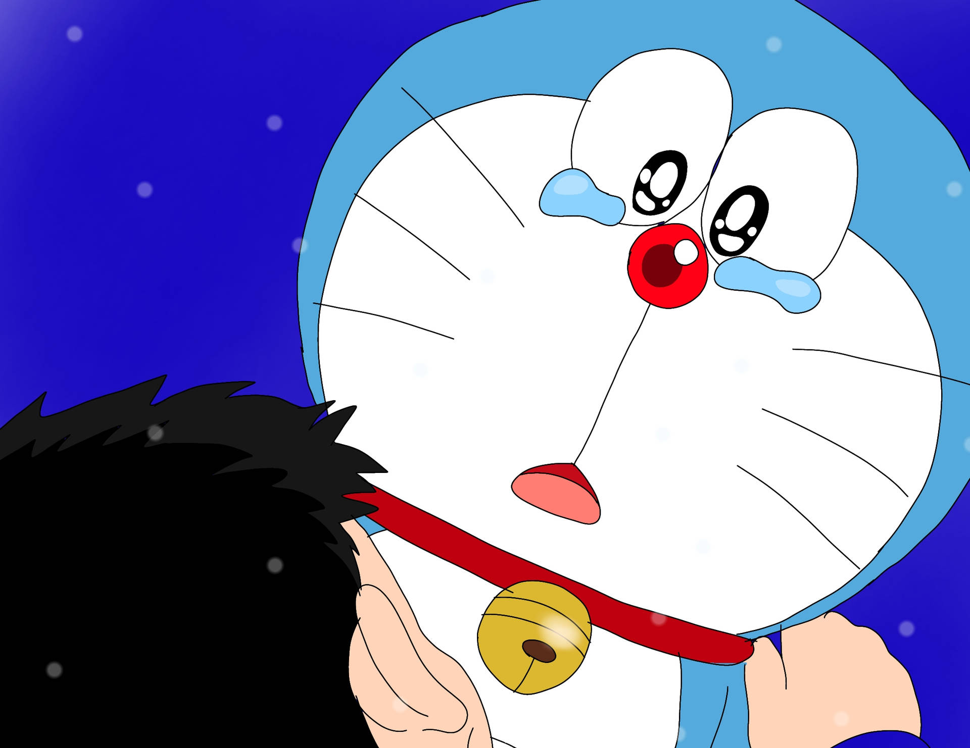 Cute Doraemon Cradling Nobita