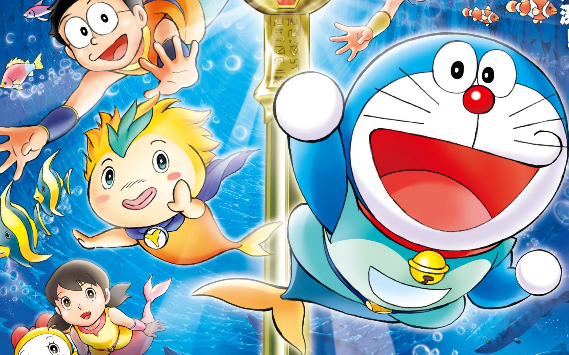 Cute Doraemon With Mermaid Tails
